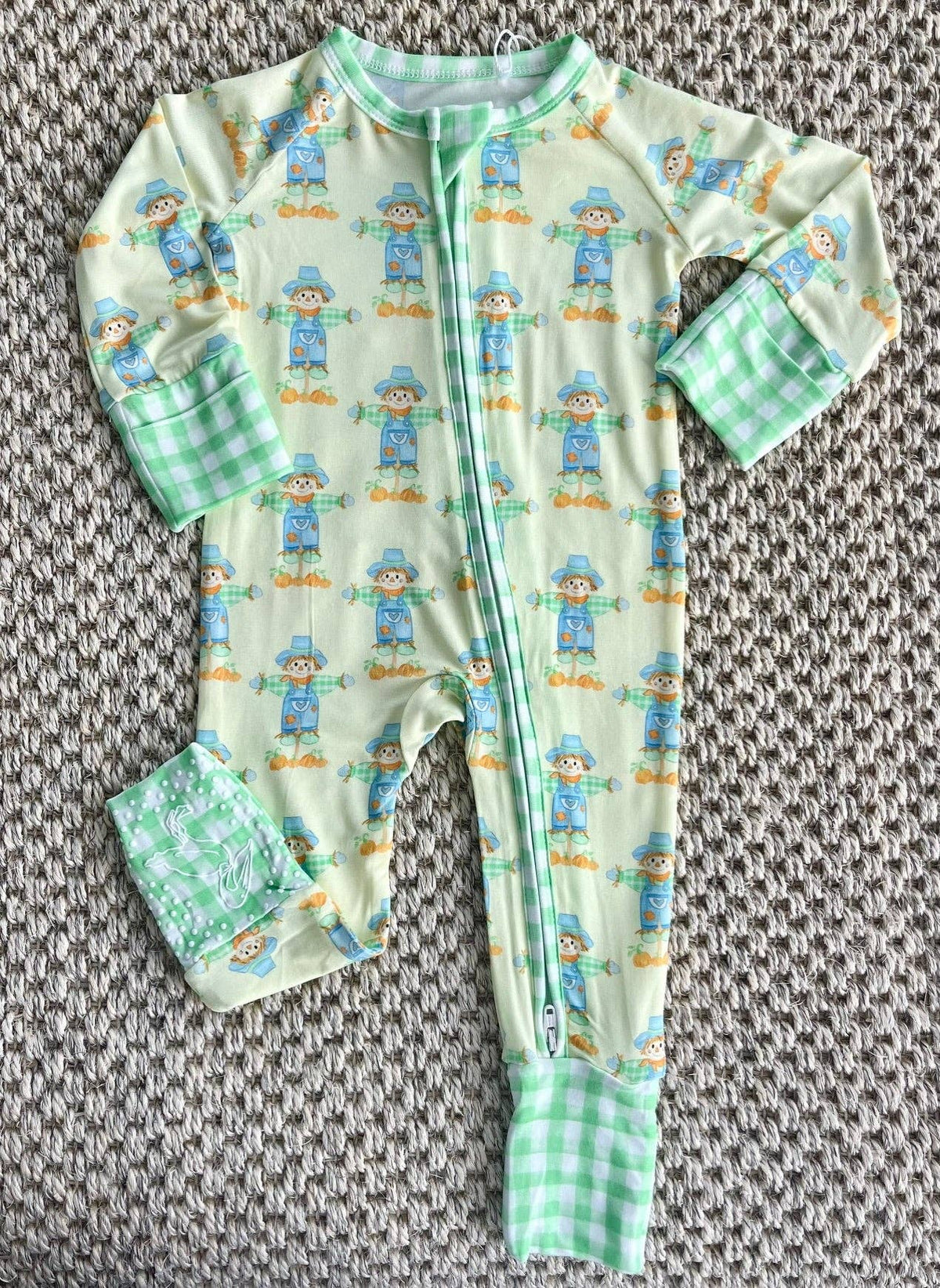 Green Scarecrow Zipper Onesie