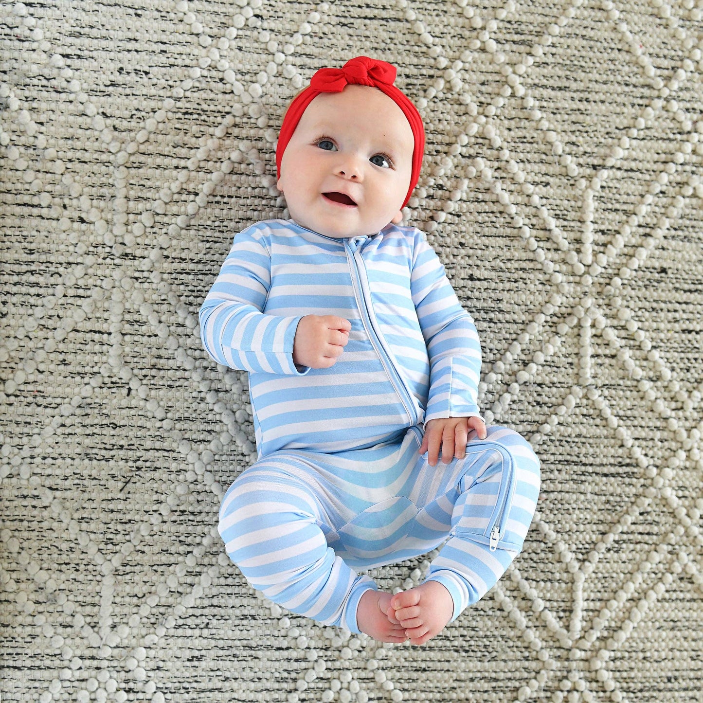 Hudson ZIP Bamboo Striped One Piece Baby Outfit