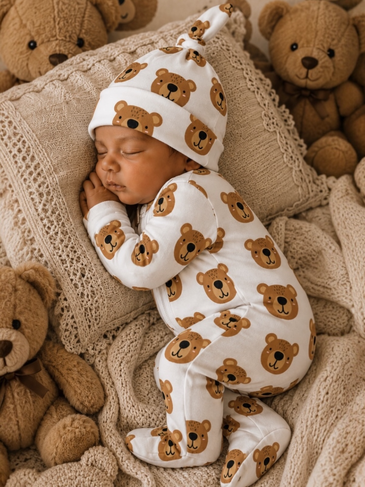 Baby Bear / Organic Cotton 2-Way Zip Footie