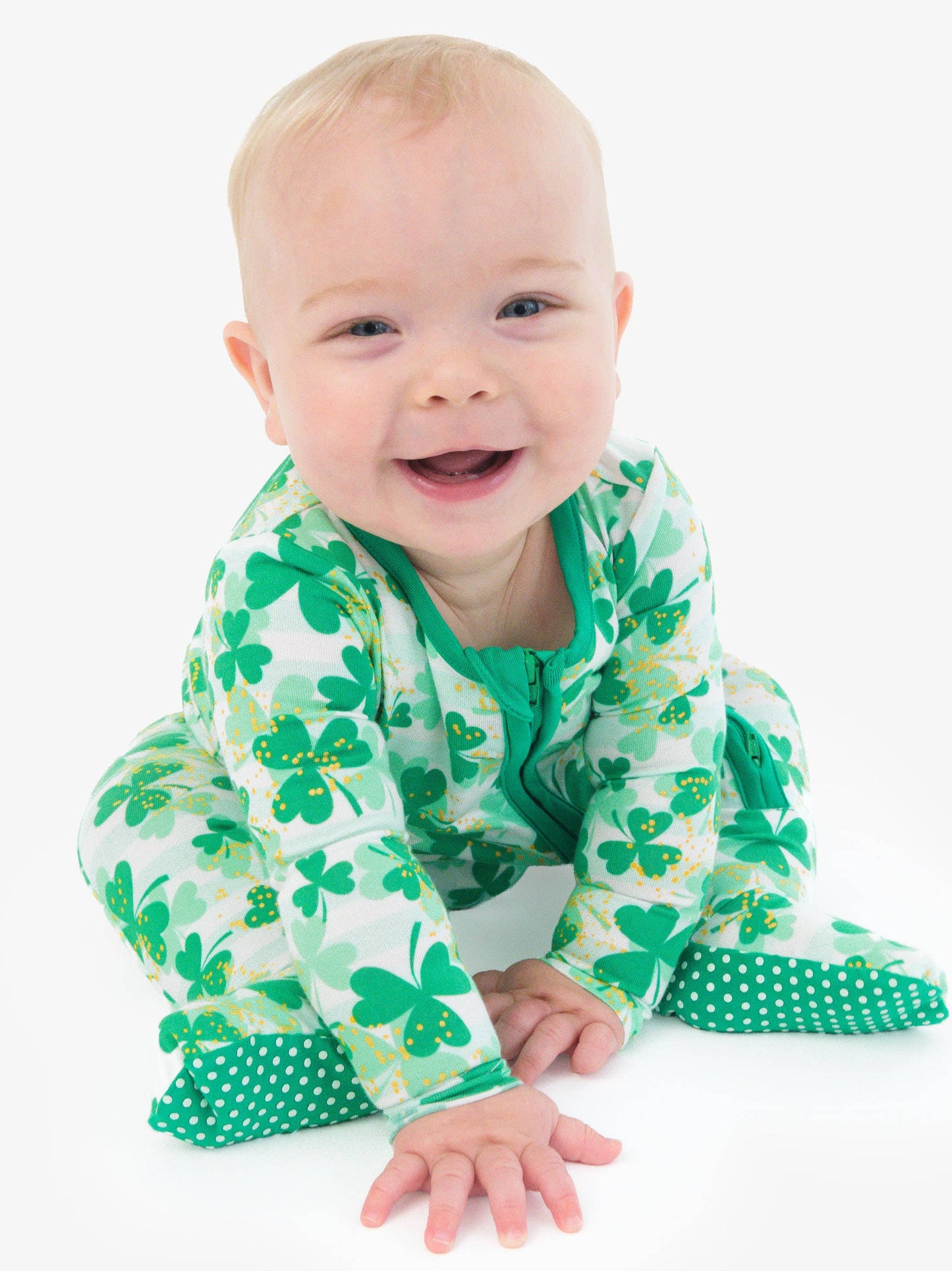 SoftSnooze™ Baby Bamboo Viscose Clover Field Footed One Piece Pajama