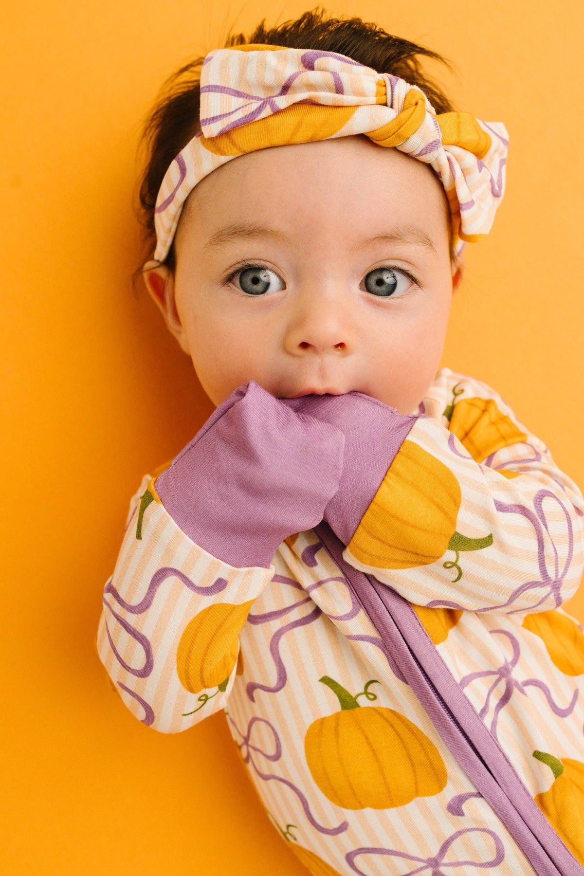 Pumpkin & Bows Bamboo Headband
