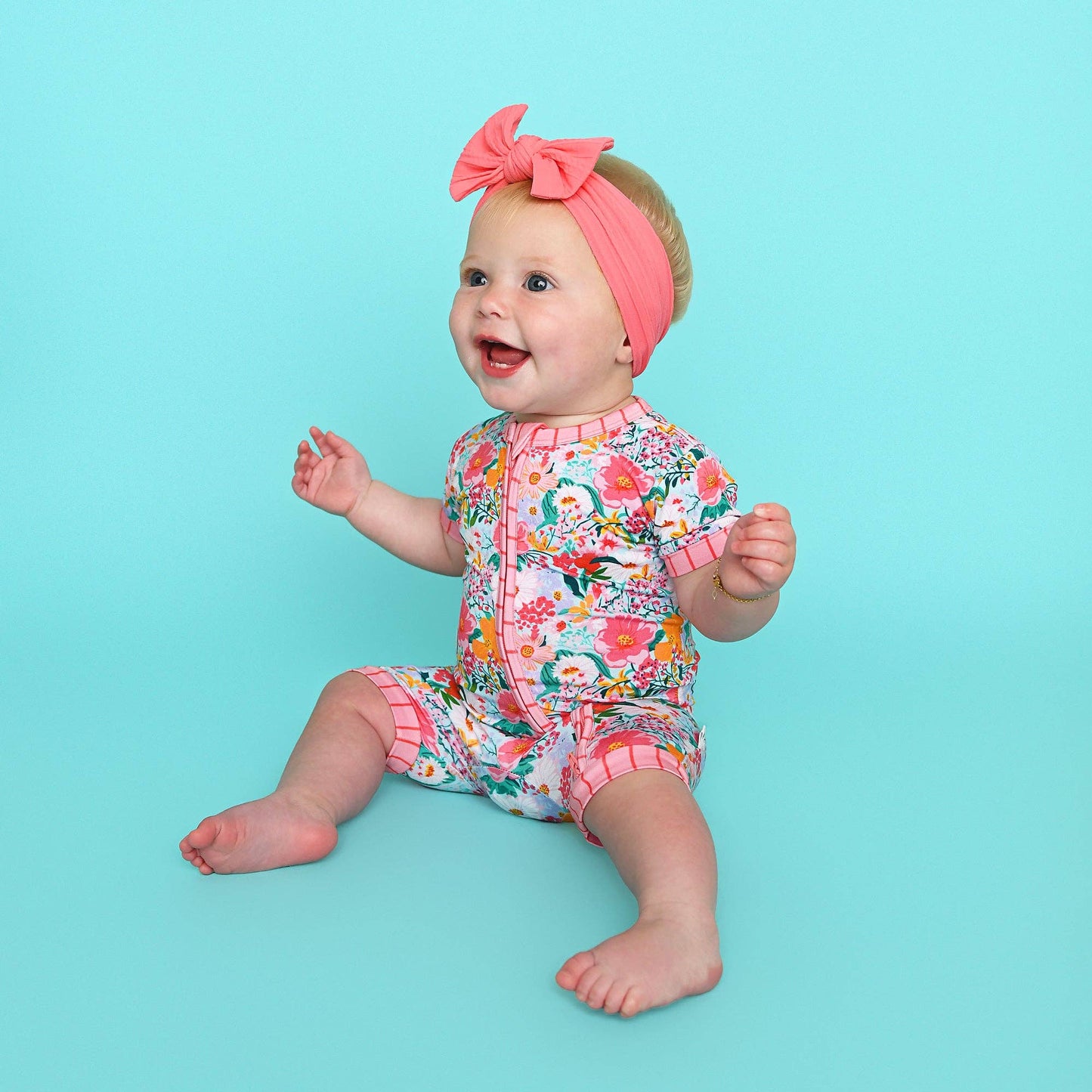 Cecelia Floral SHORTY ZIP Bamboo One Piece Baby Outfit