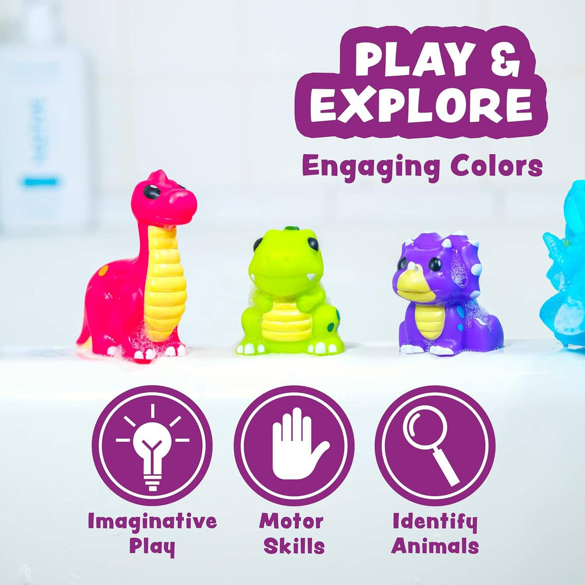 Tub Works® Dinosaur Mold Free Bath Toys, 6 Pack