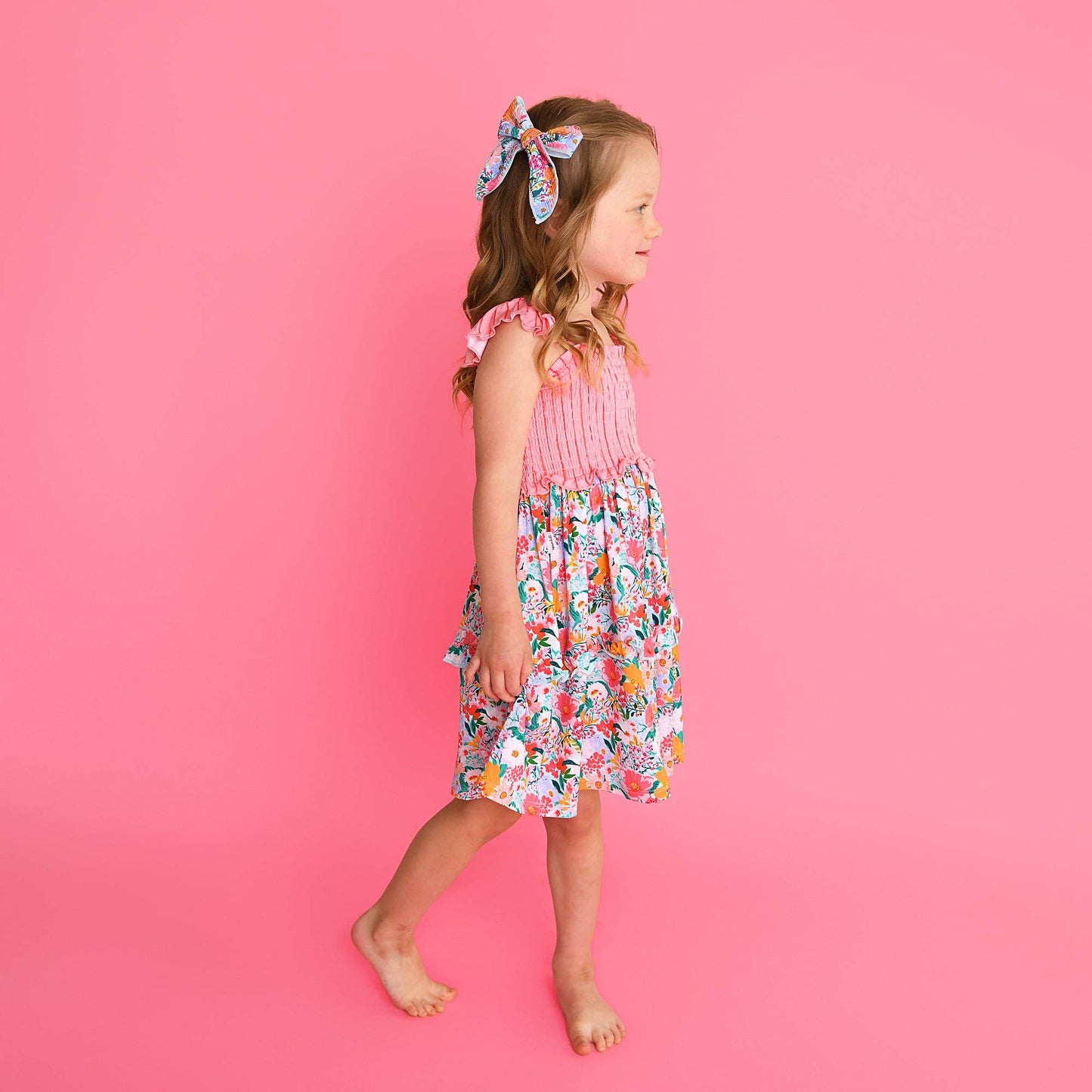 Cecelia Floral SMOCKED DRESS Bamboo Kids Outfit