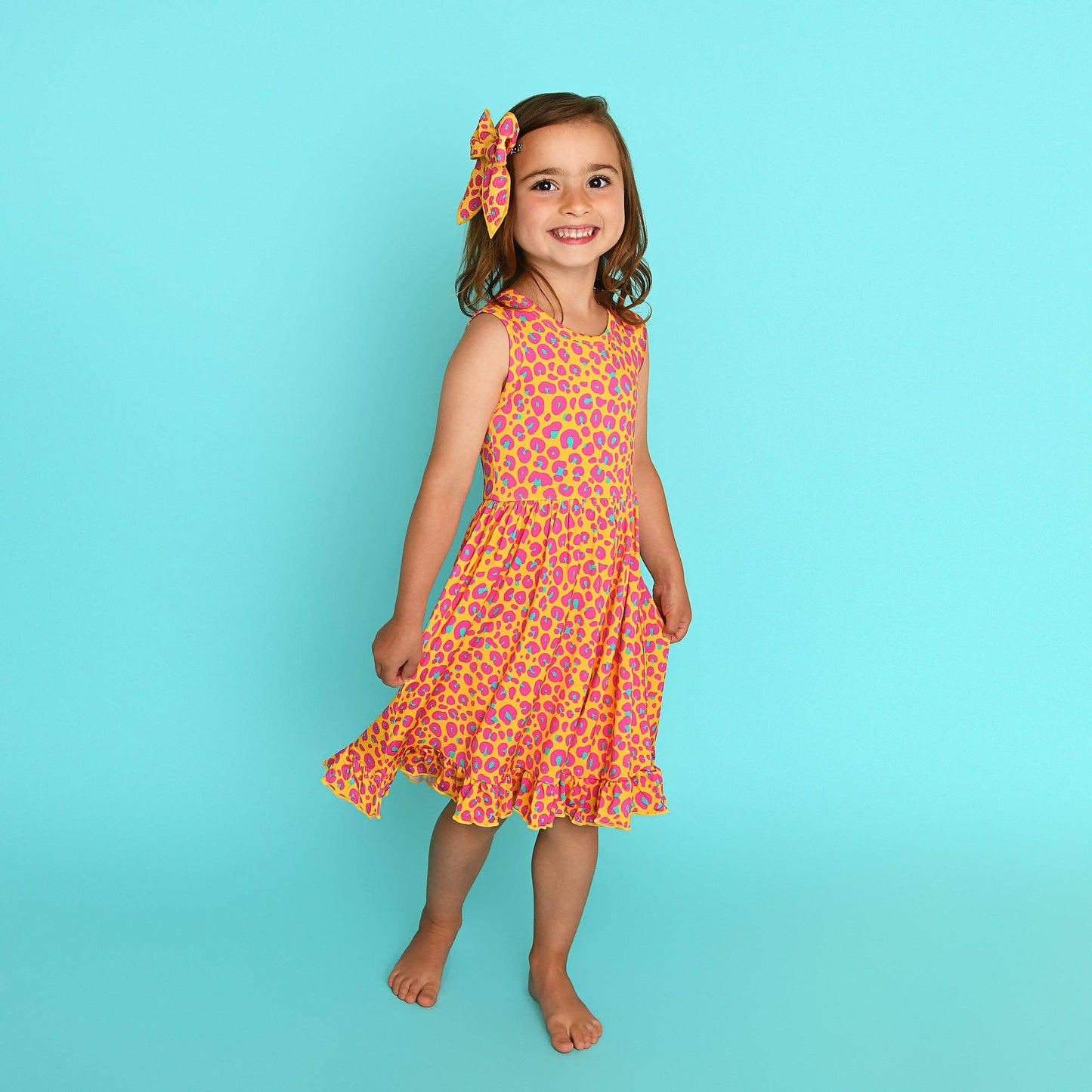 Kelly Leopard TANK TWIRL DRESS Bamboo Kids Outfit