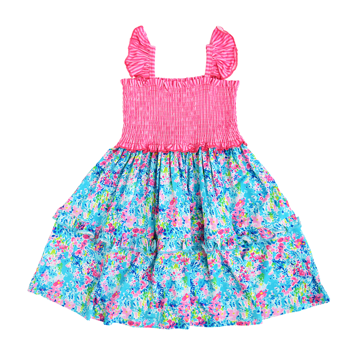 Ella SMOCKED DRESS Bamboo Floral Kids Outfit