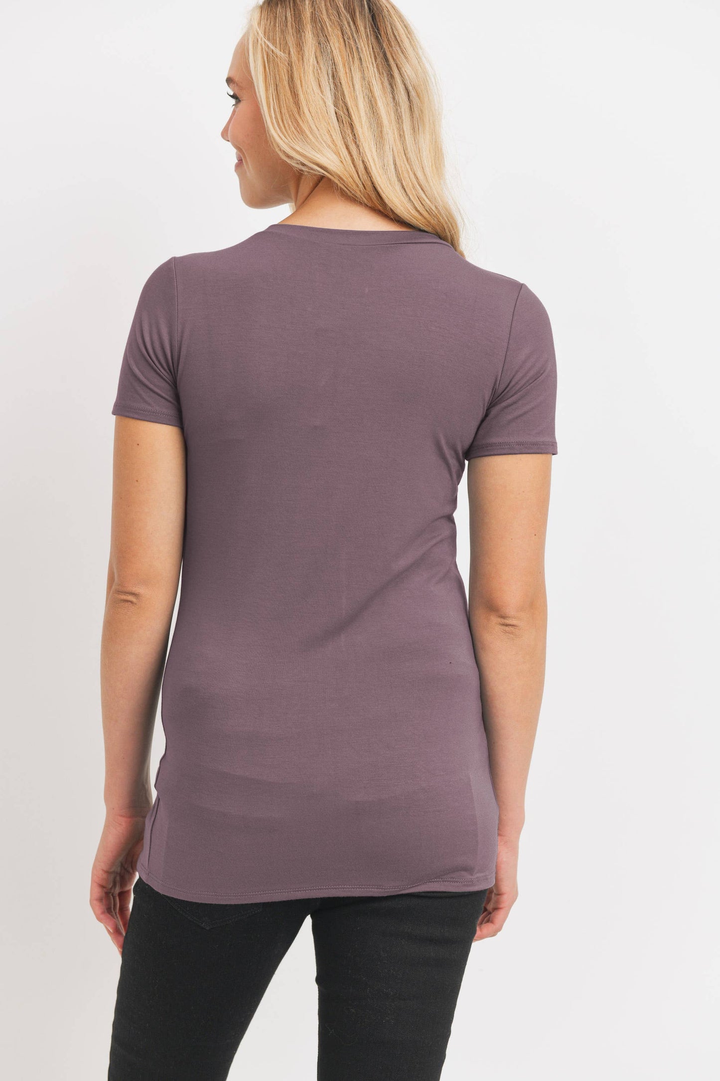 Maternity Basic Crew Neck T-Shirt - Fitted Short Sleeve Tee