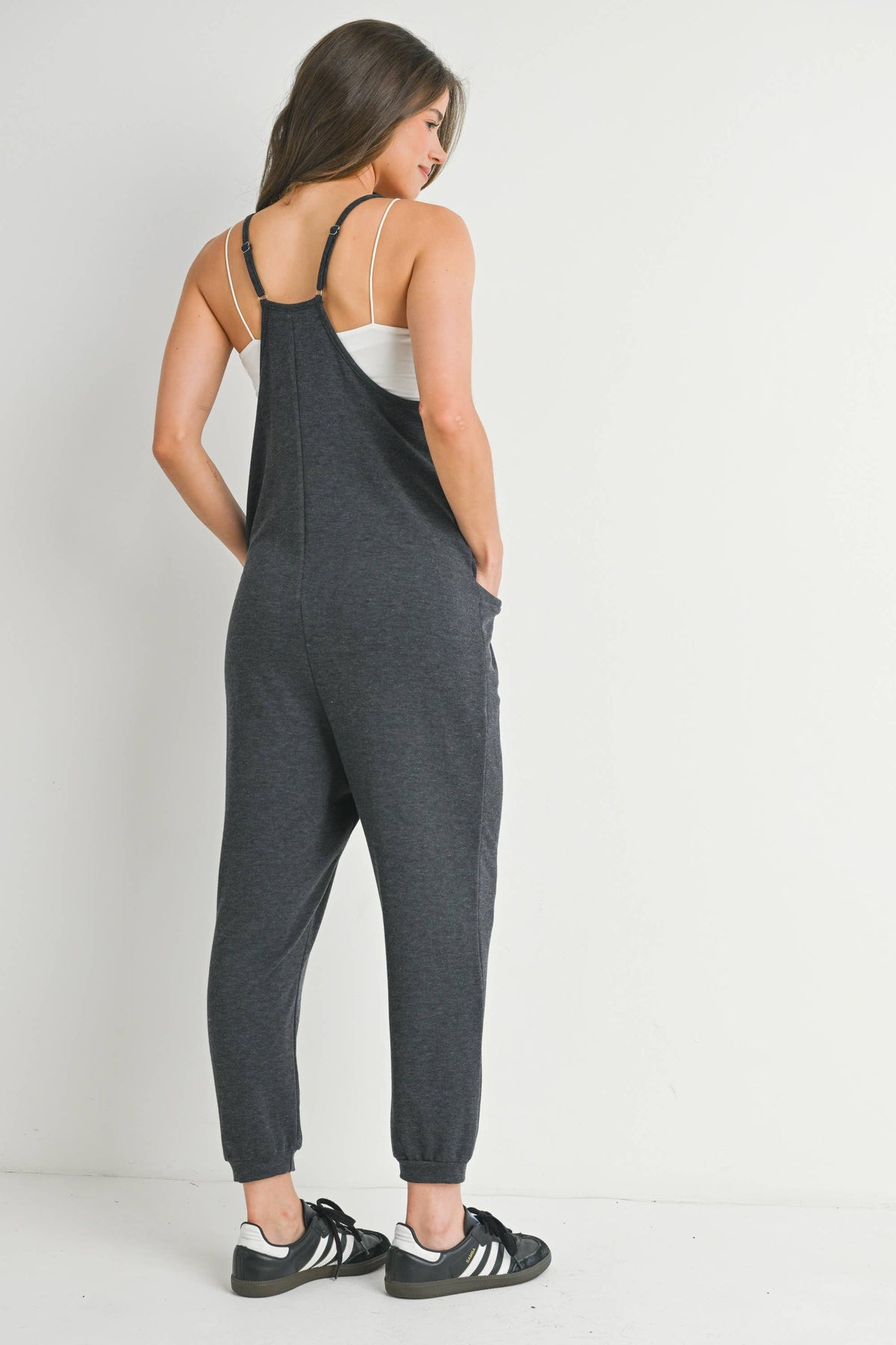 V-Neck Sleeveless Maternity Jogger Jumpsuit