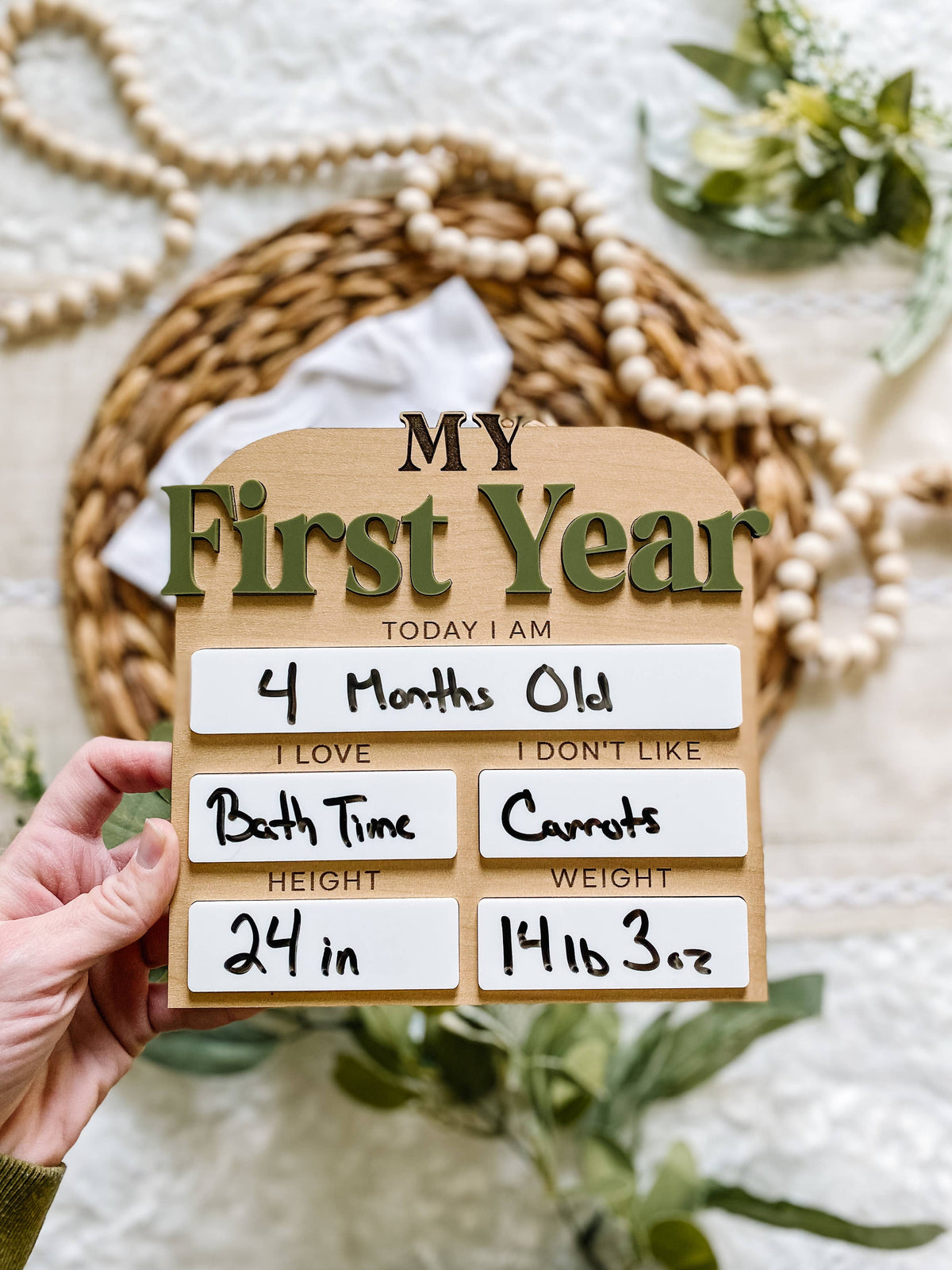 First Year Monthly Milestone Stat Board