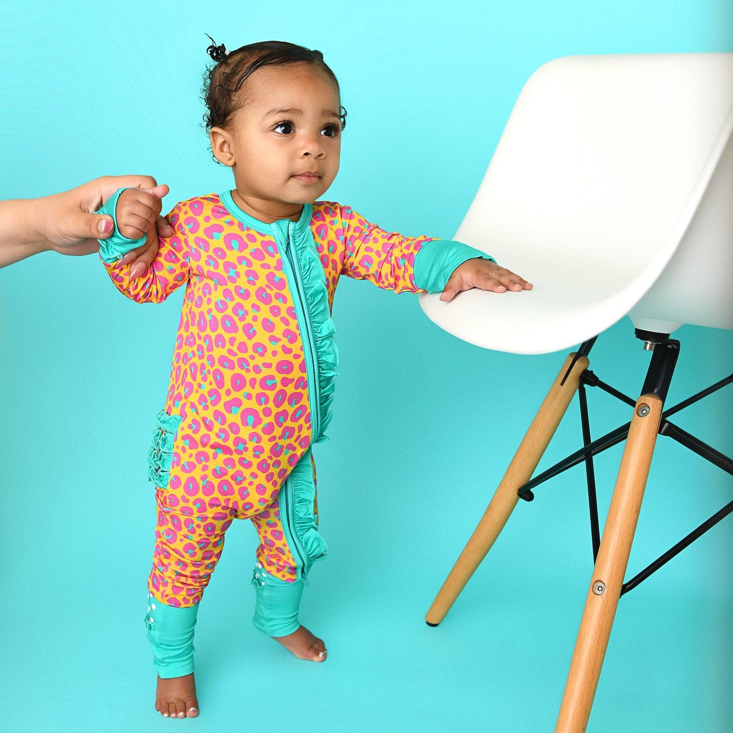 Kelly Leopard RUFFLE ZIP Bamboo One Piece Baby Outfit