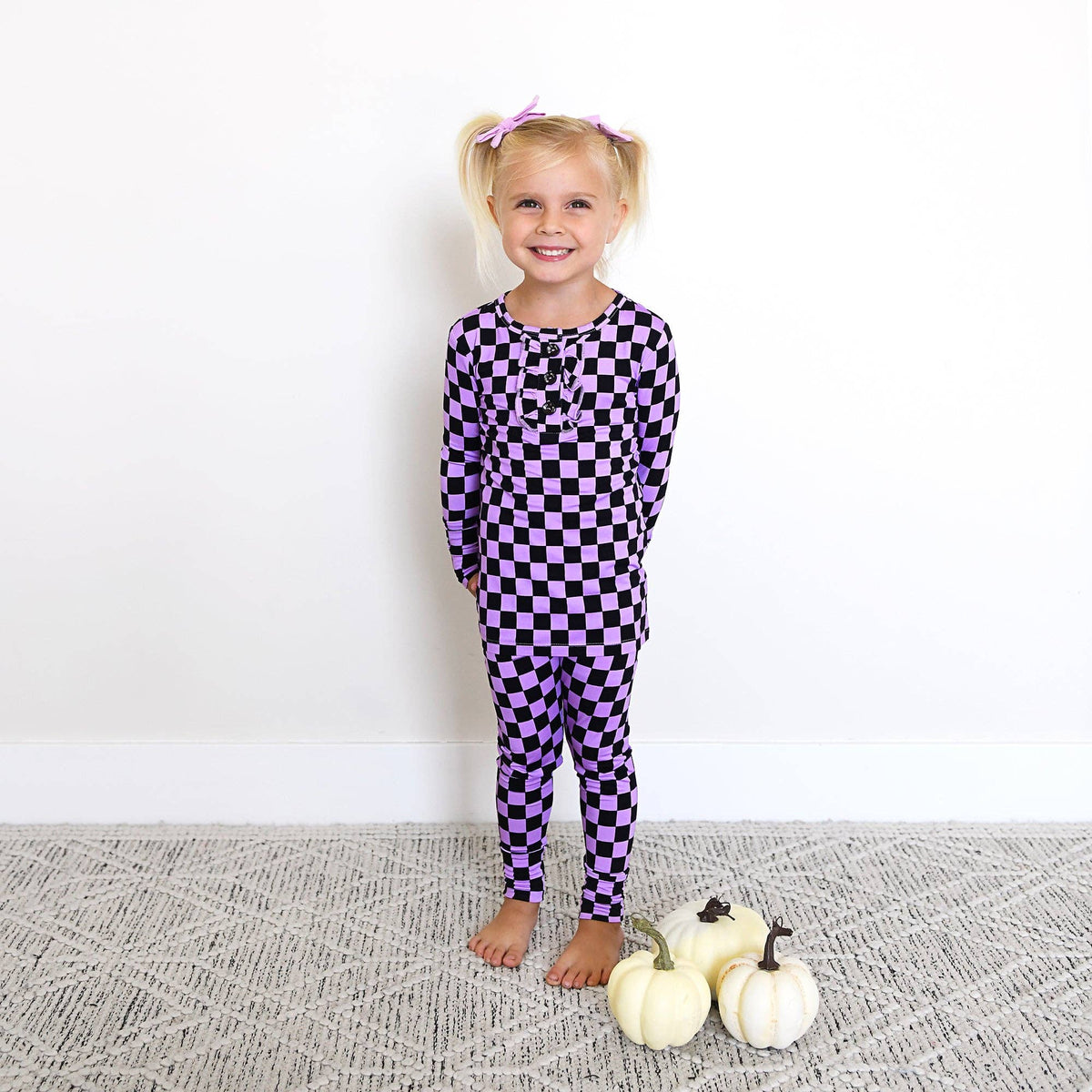 Hadley RUFFLE TWO PIECE Bamboo Halloween Checks Outfit