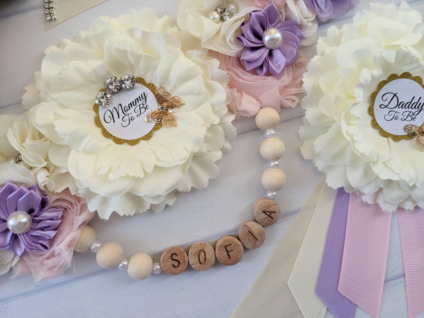 Butterfly Baby Girl Shower Mom To Be Sash Belt Photo Prop