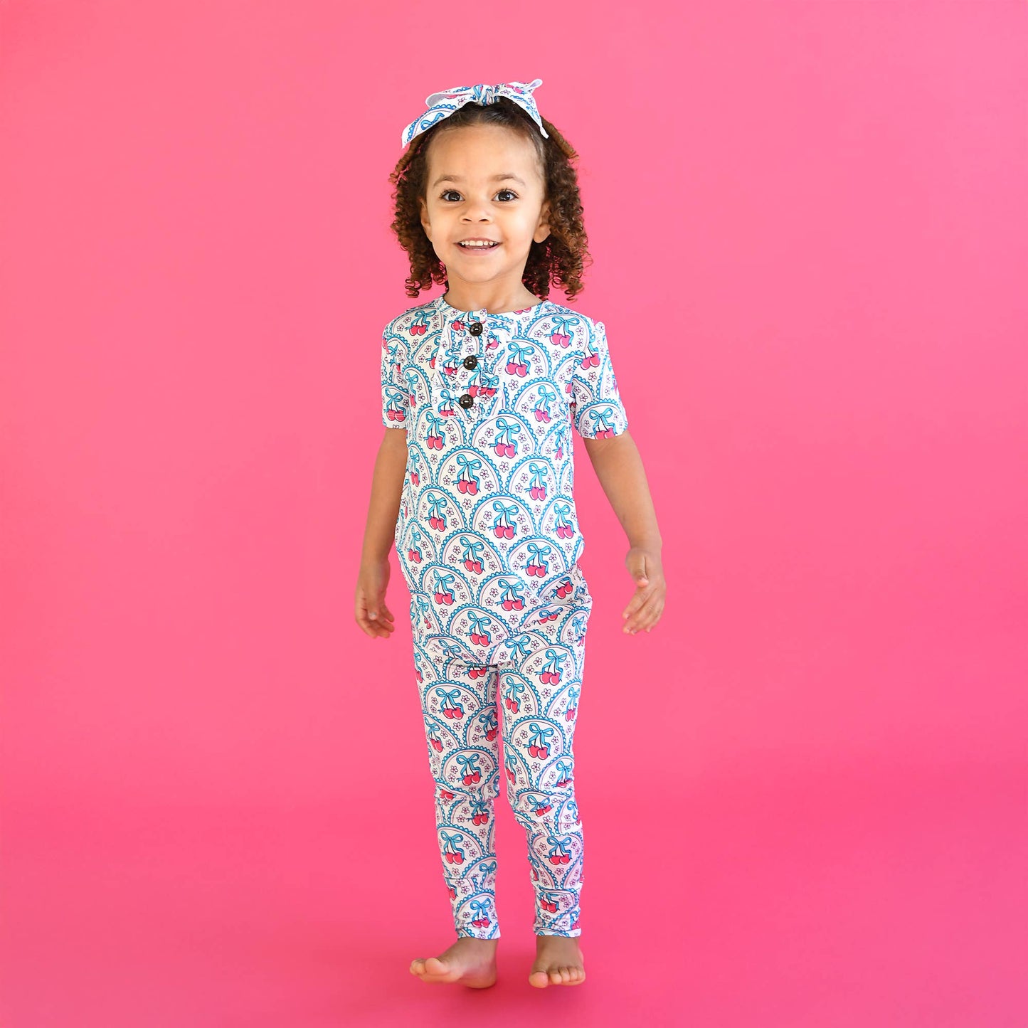 Cherry RUFFLE TWO PIECE Bamboo Cherry Lounge Set for Girls