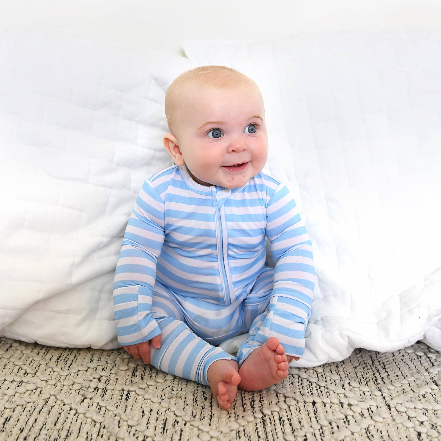 Hudson ZIP Bamboo Striped One Piece Baby Outfit