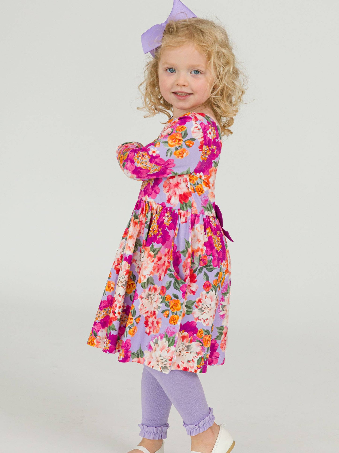 Girls Lavender Footless Ruffle Tights