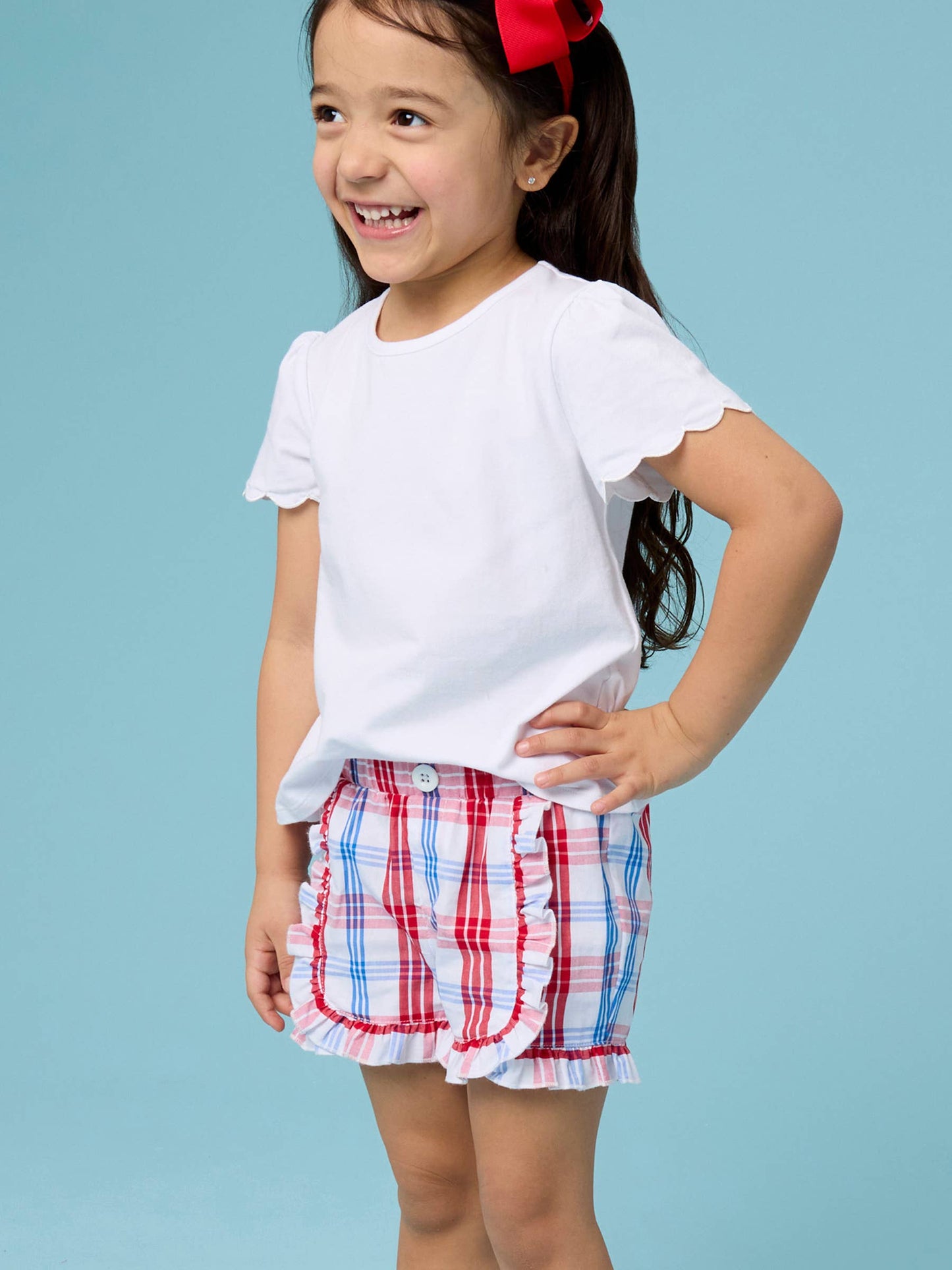 Toddler Girls Lincoln Plaid Ruffle Trim Woven Shorts