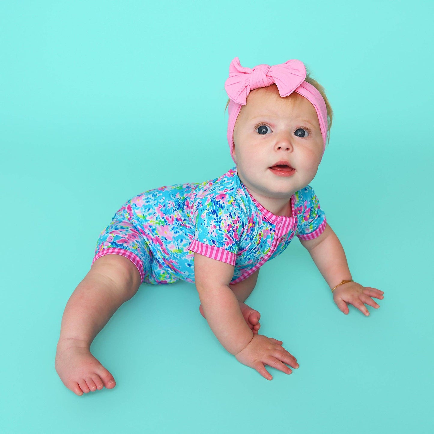 Ella SHORTY ZIP Bamboo One Piece Floral Baby Outfit