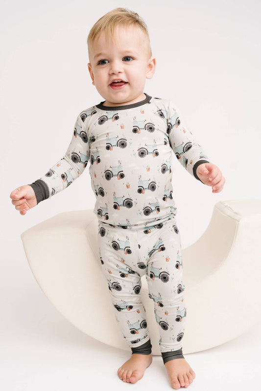 Blue Tractor Bamboo Set