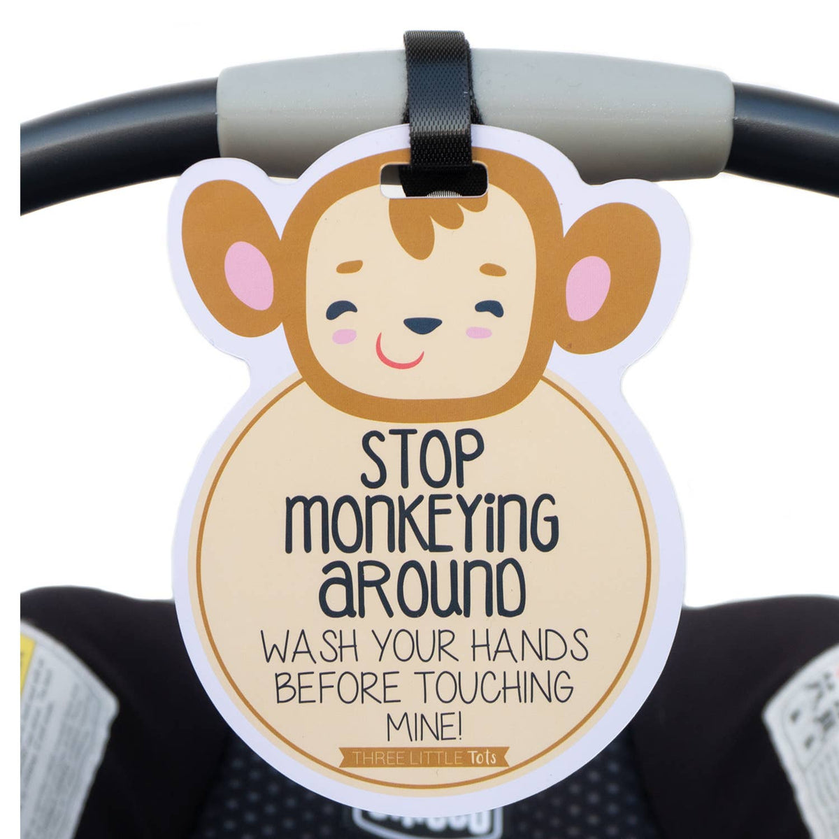 Monkey No Touching Car Seat and Stroller Tag