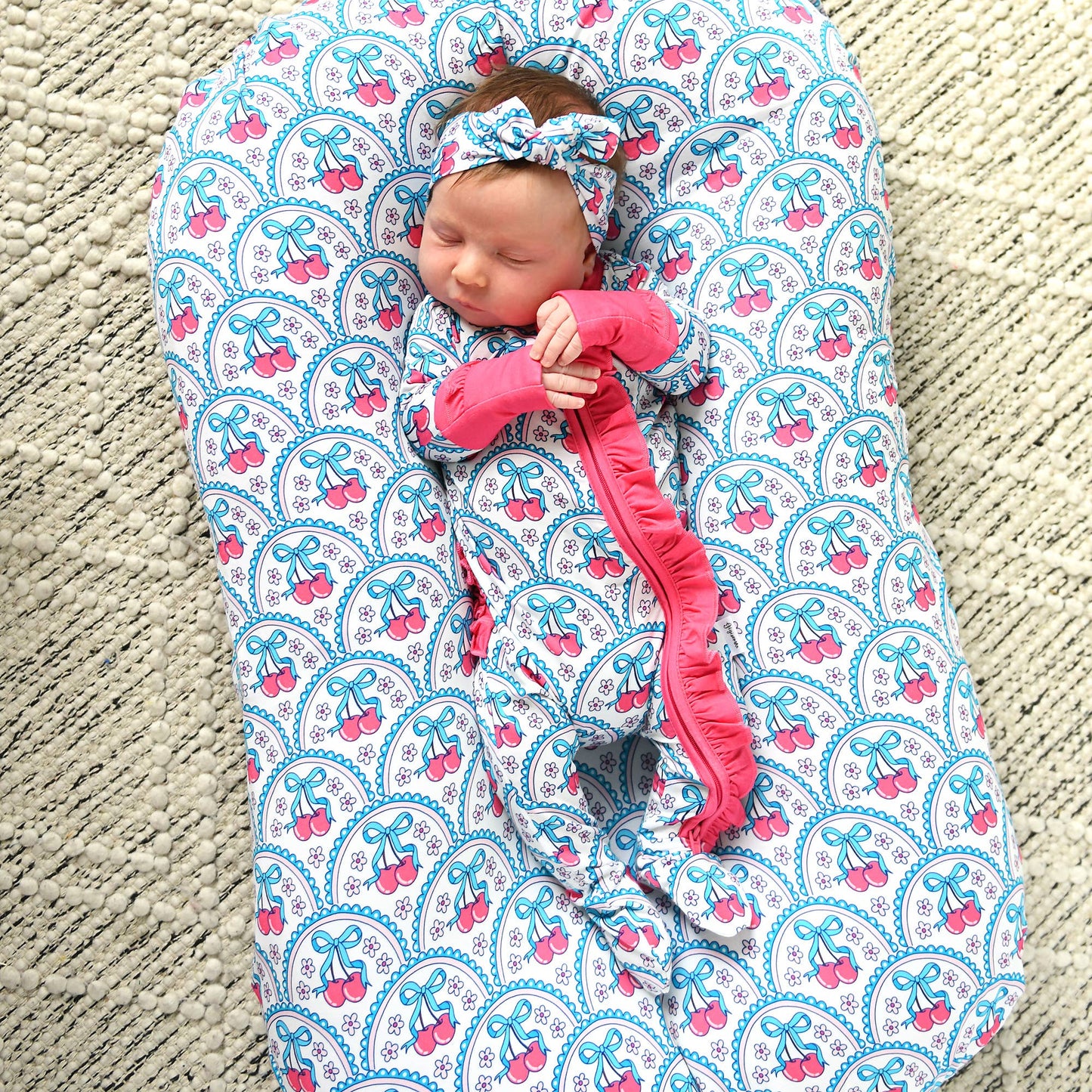 Cherry RUFFLE ZIP Bamboo One Piece Cherry Baby Outfit