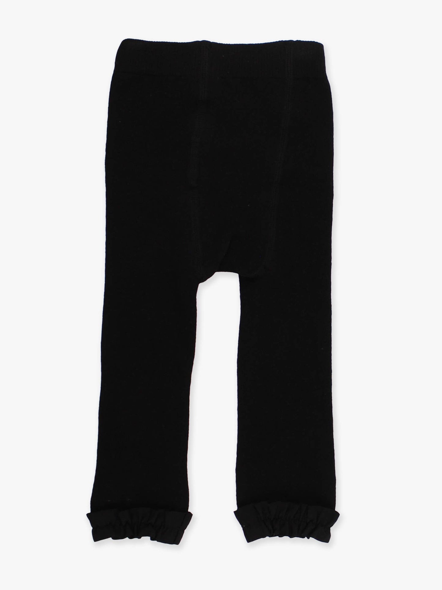 Girls Black Footless Ruffle Tights
