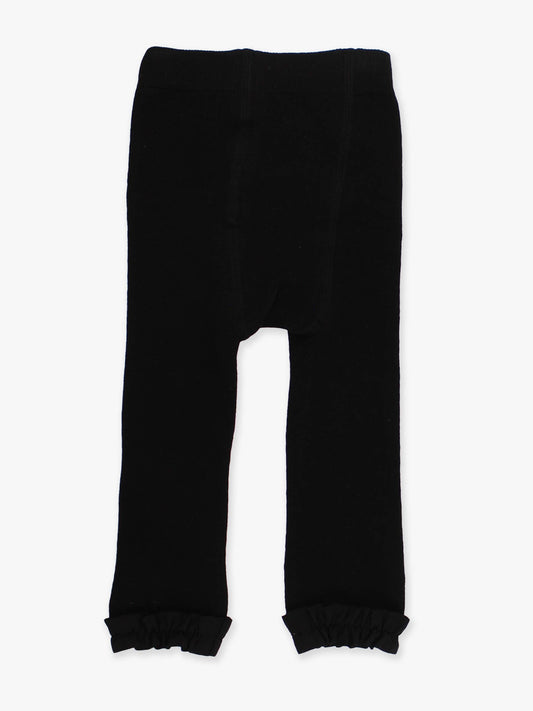 Girls Black Footless Ruffle Tights