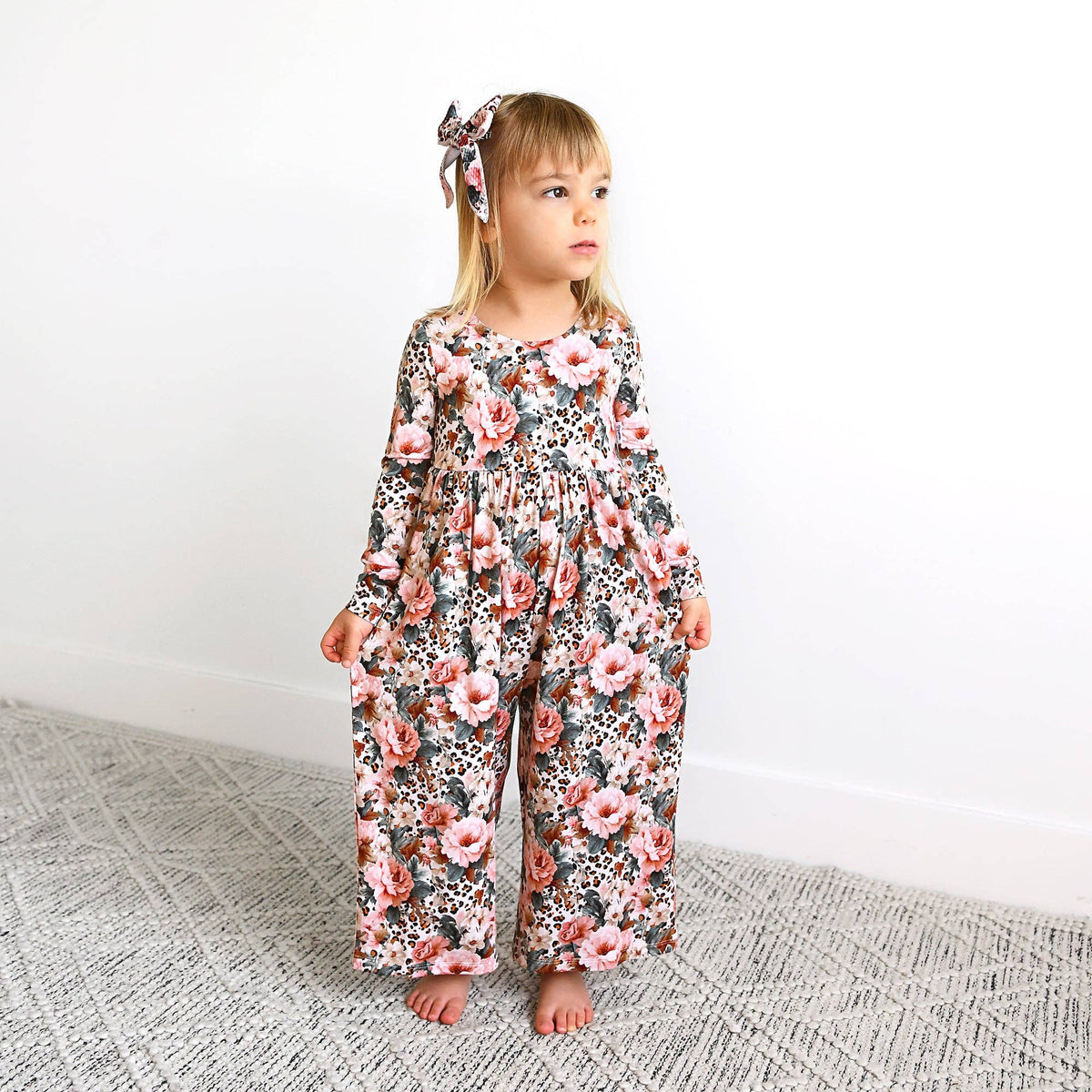 Laura WIDE LEG ROMPER Bamboo Floral Kids Clothing Outfit