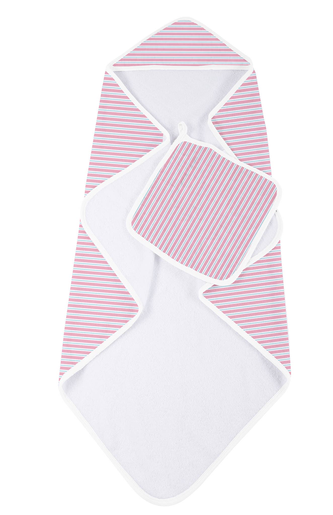 Candy Stripe Hooded Towel and Washcloth Set