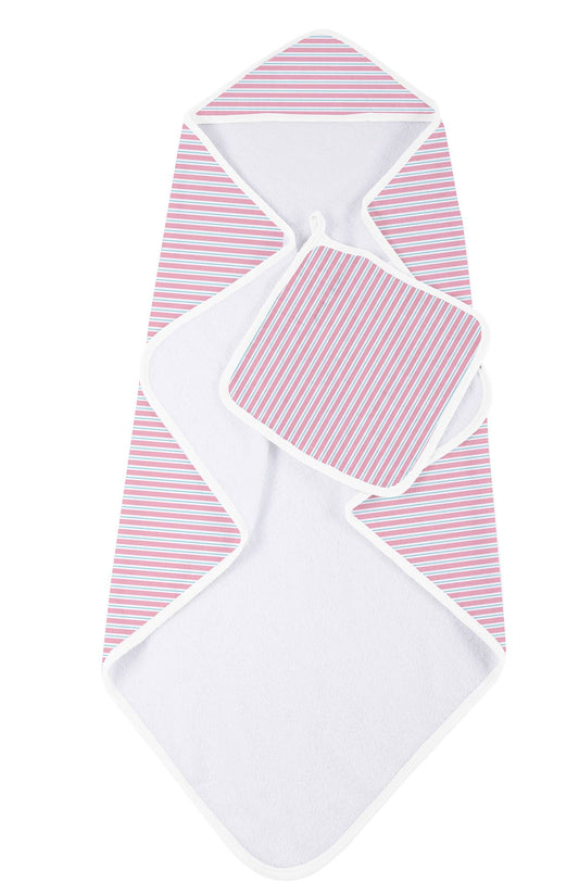Candy Stripe Hooded Towel and Washcloth Set