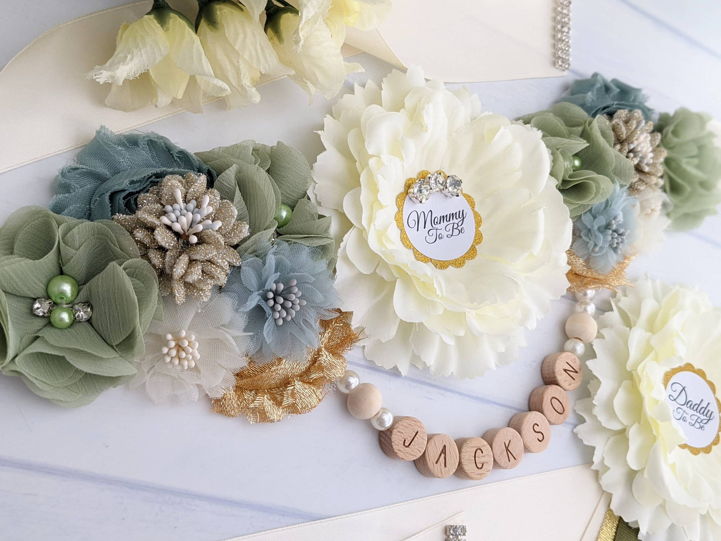 Greenery Gender Neutral Baby Shower Mommy To Be Sash Belt