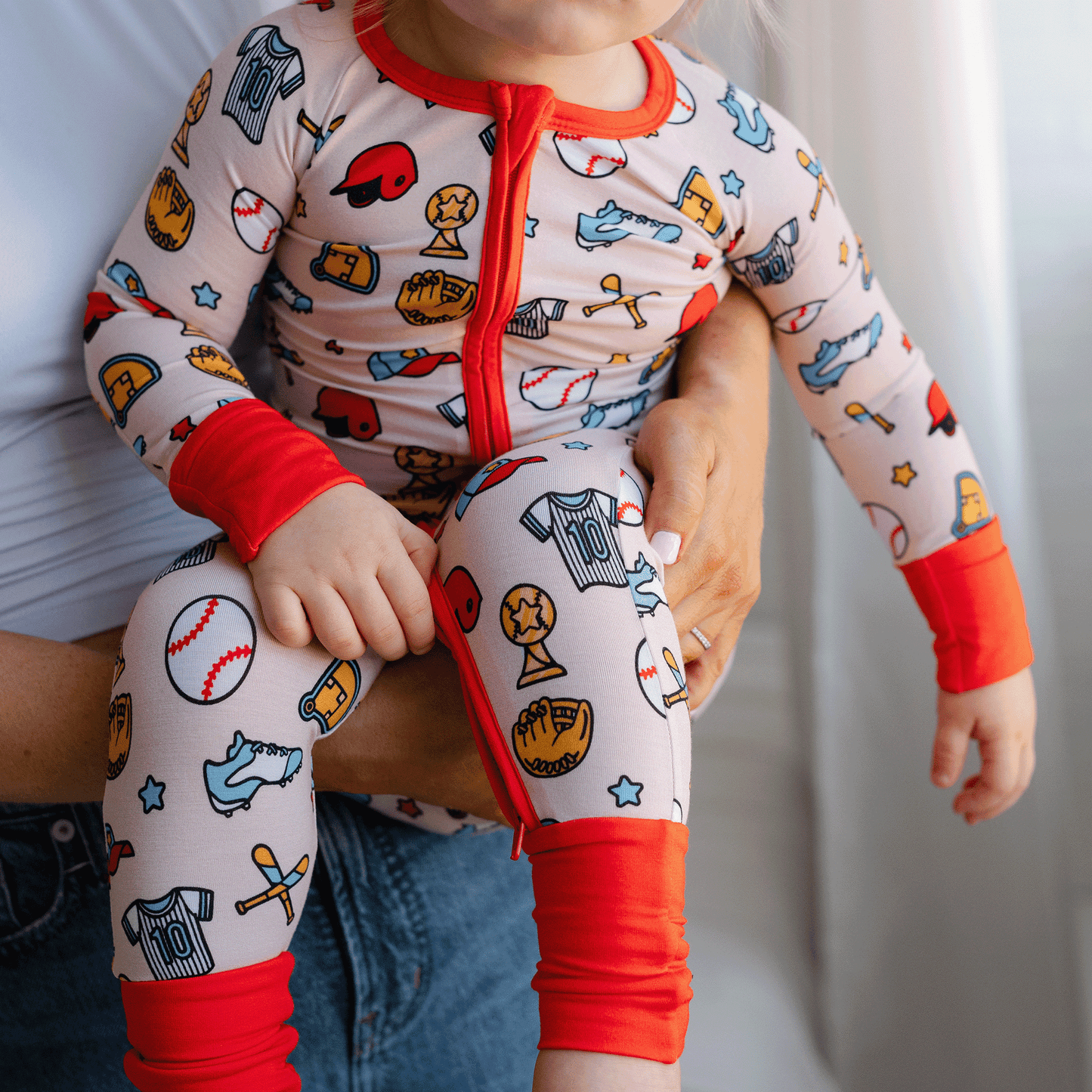Baseball Double Zipper Onesie