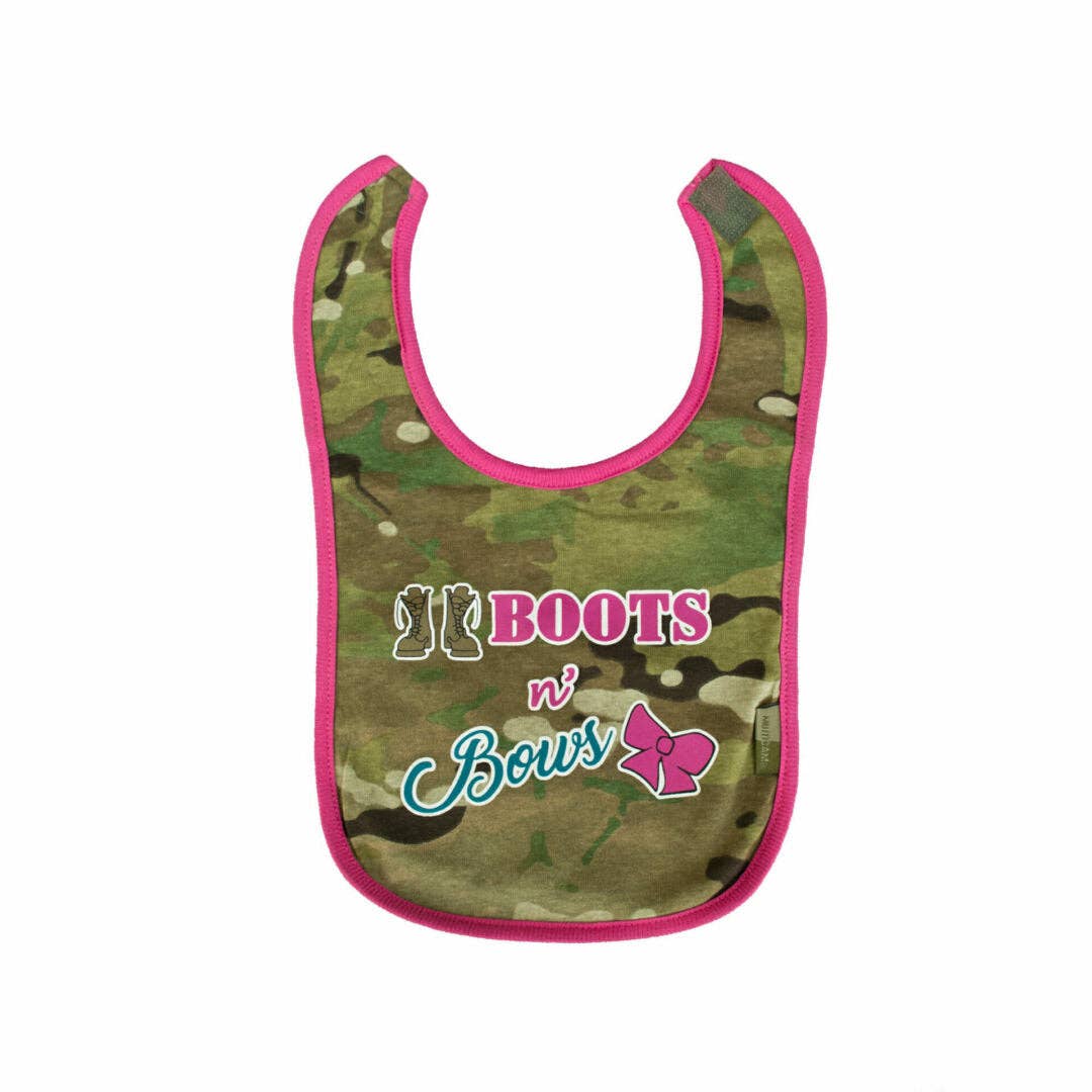 Multicam/OCP Boots and Bows Baby Bib