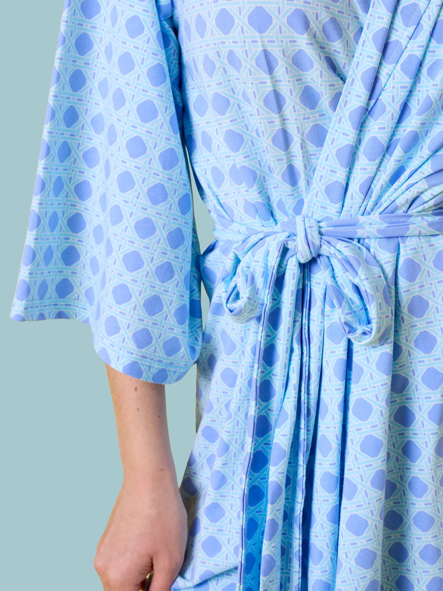SoftSnooze™ Women's Cotton Modal Periwinkle Blue Coastal Cane Mommy & Me Maternity Robe