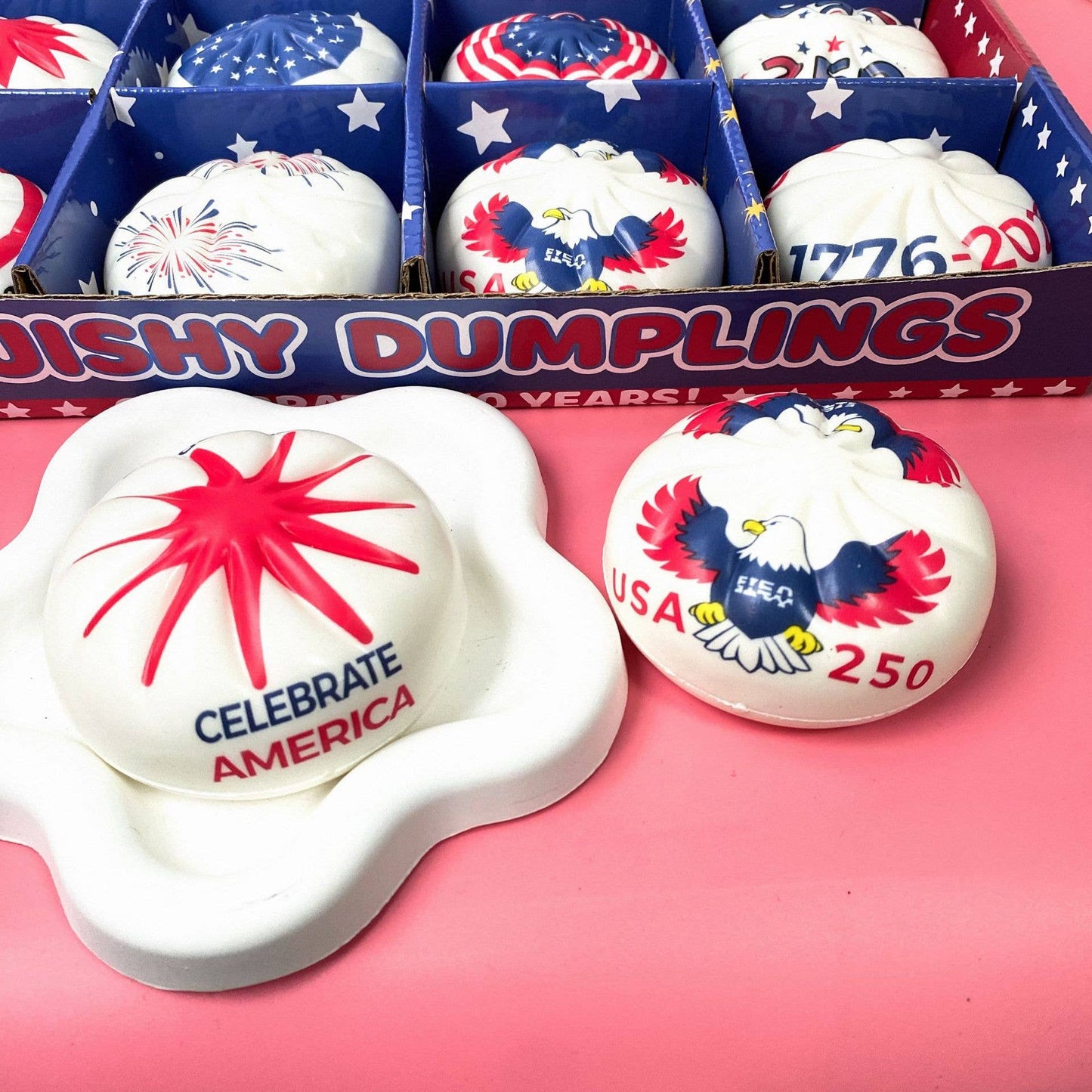 America 250 USA 250 Squishy Dumpling Fidget Toy box-12unit