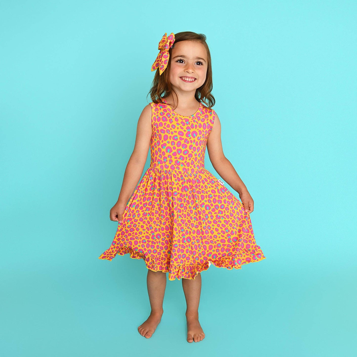 Kelly Leopard TANK TWIRL DRESS Bamboo Kids Outfit