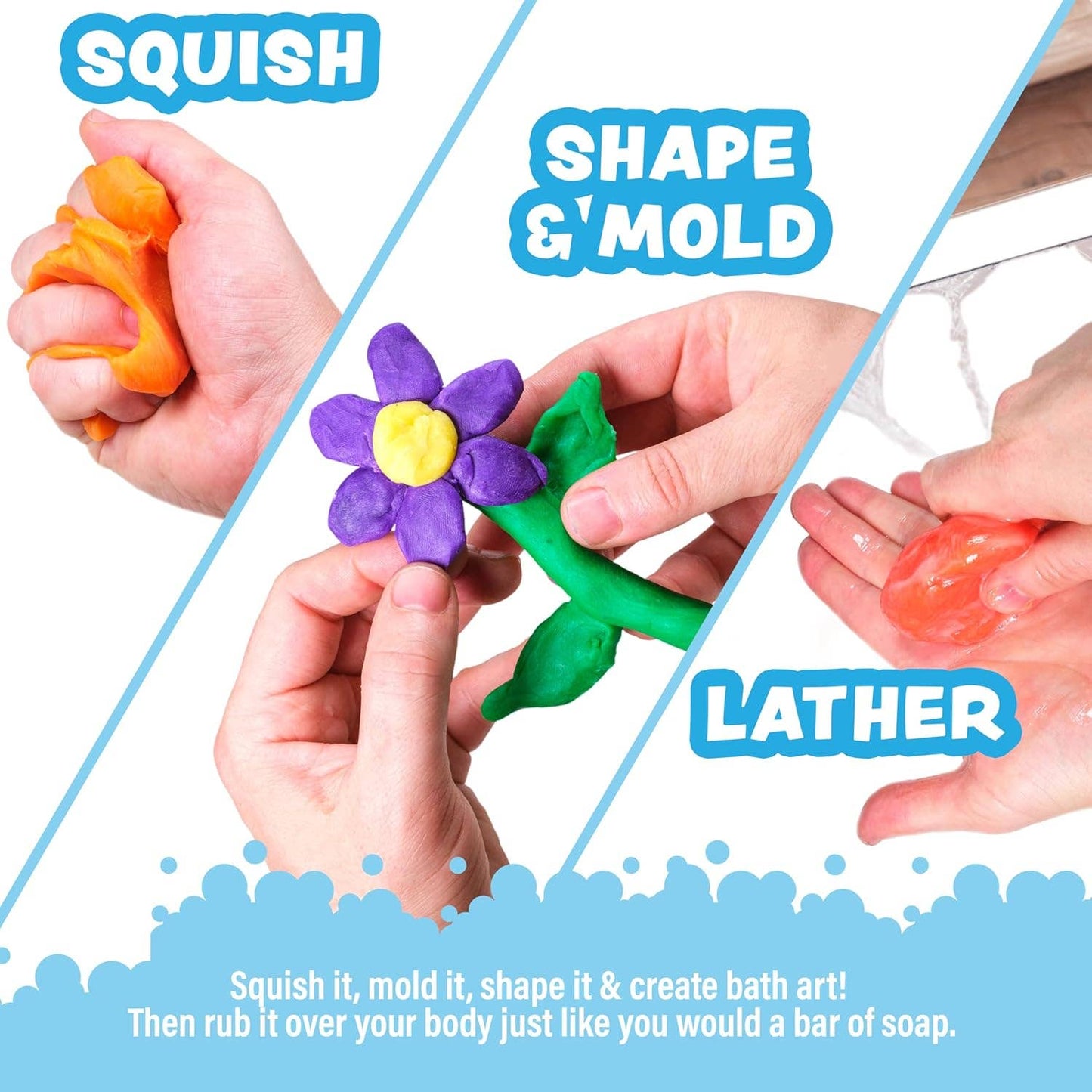 Tub Works® Bath Dough™ Moldable Kids Soap Bath Toy, Variety 6 pack