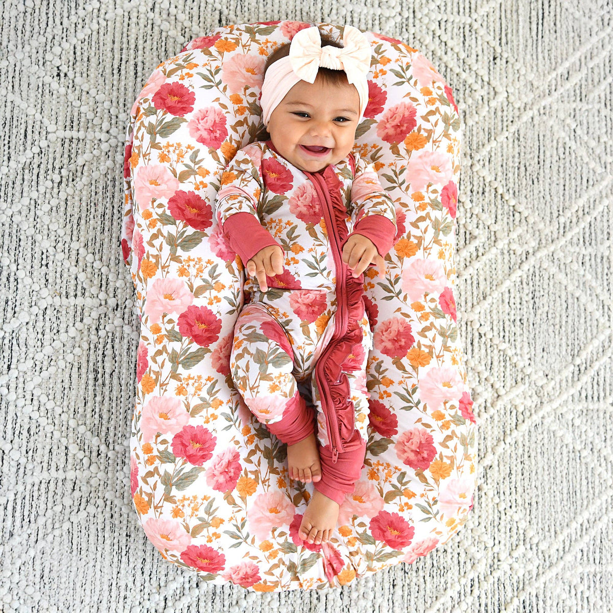 Felicity RUFFLE ZIP Bamboo Floral One Piece Baby Outfit