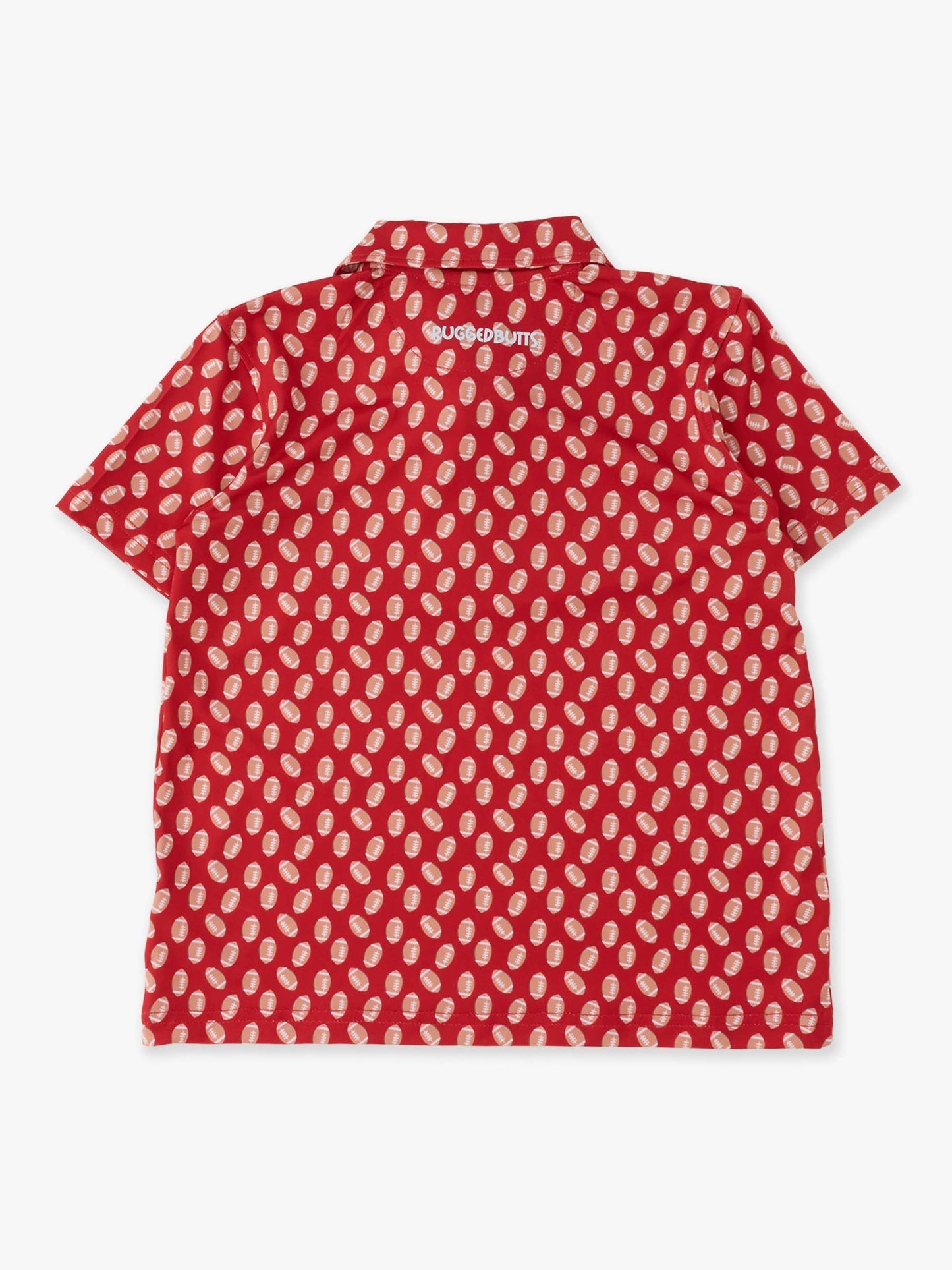 Boys Varsity Red Football Frenzy Knit Short Sleeve Performance Polo
