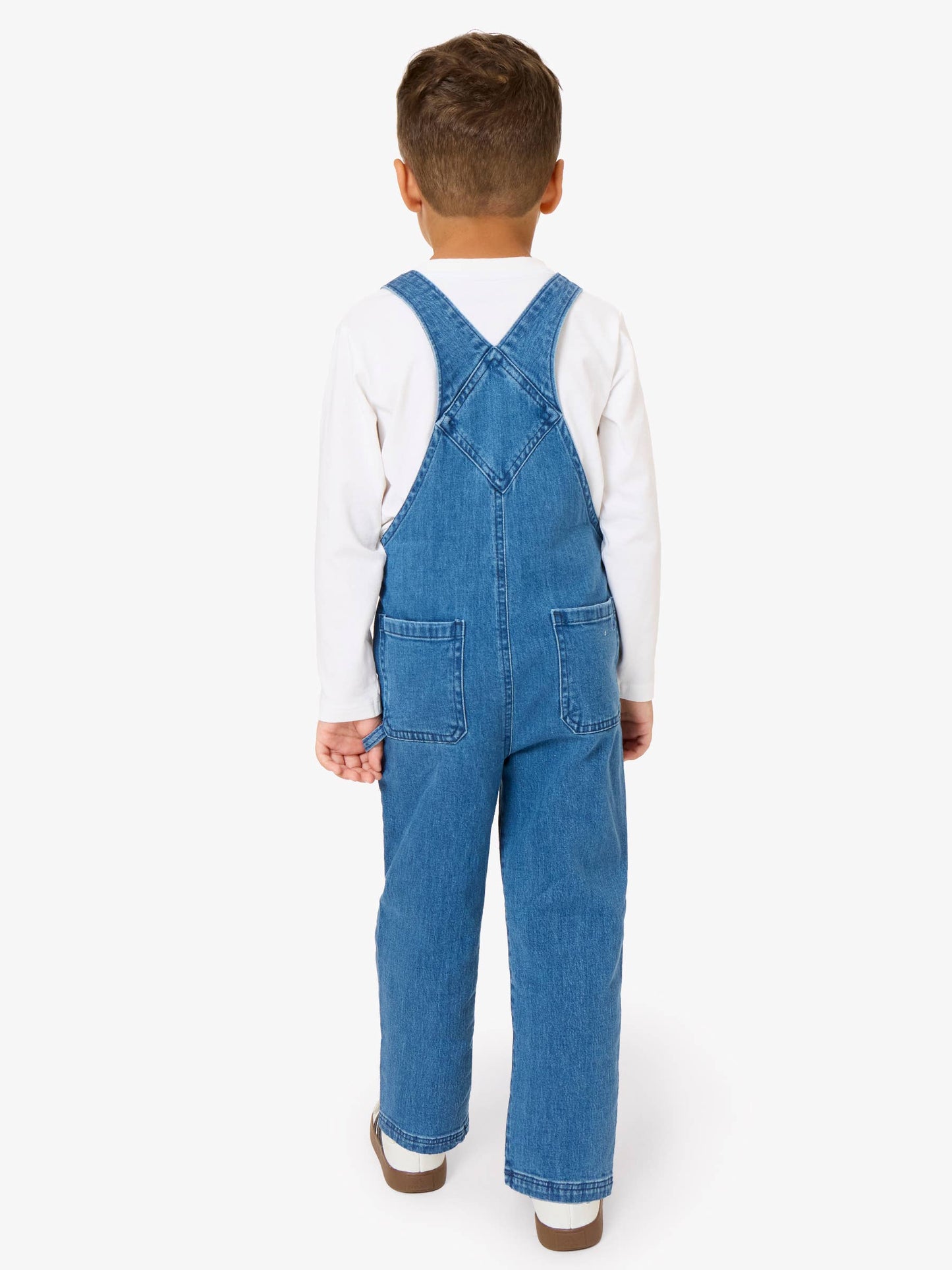 Boys Medium Wash Stretch Denim Overalls