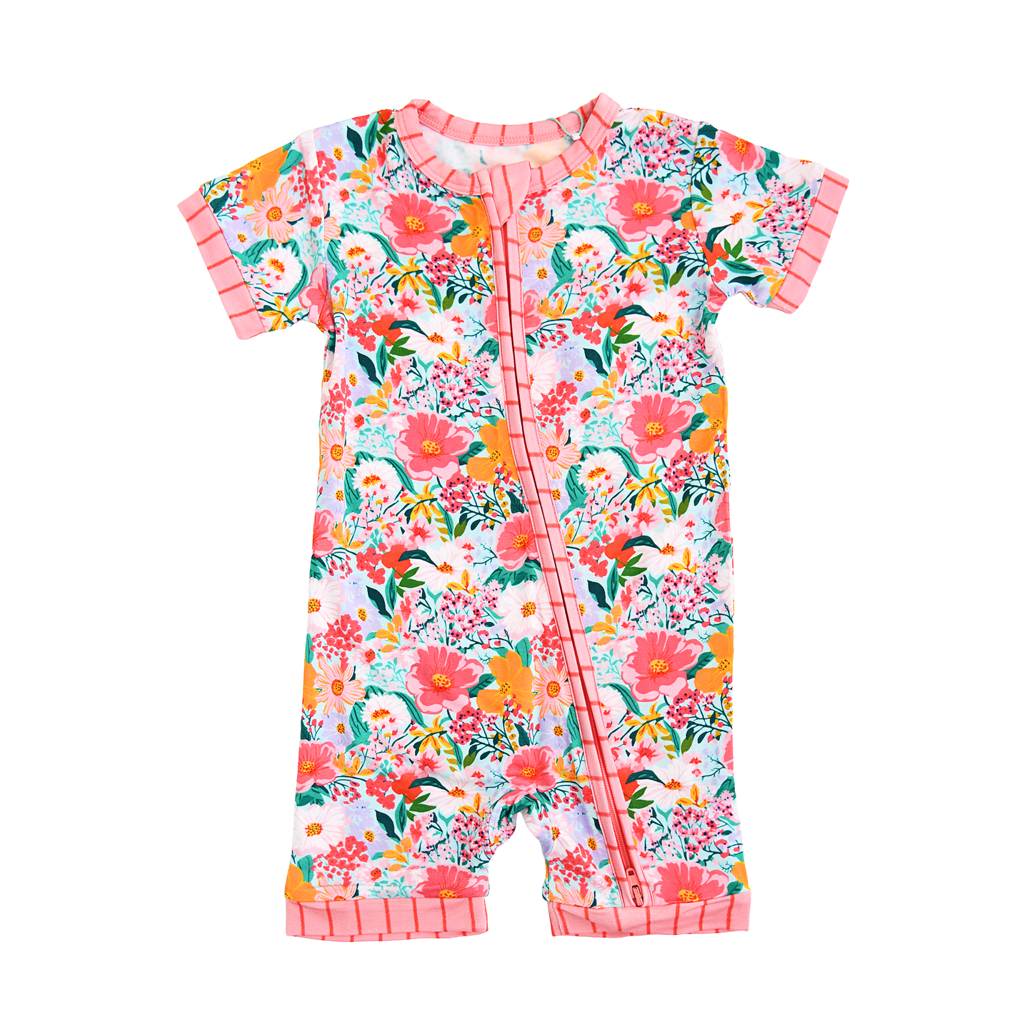 Cecelia Floral SHORTY ZIP Bamboo One Piece Baby Outfit
