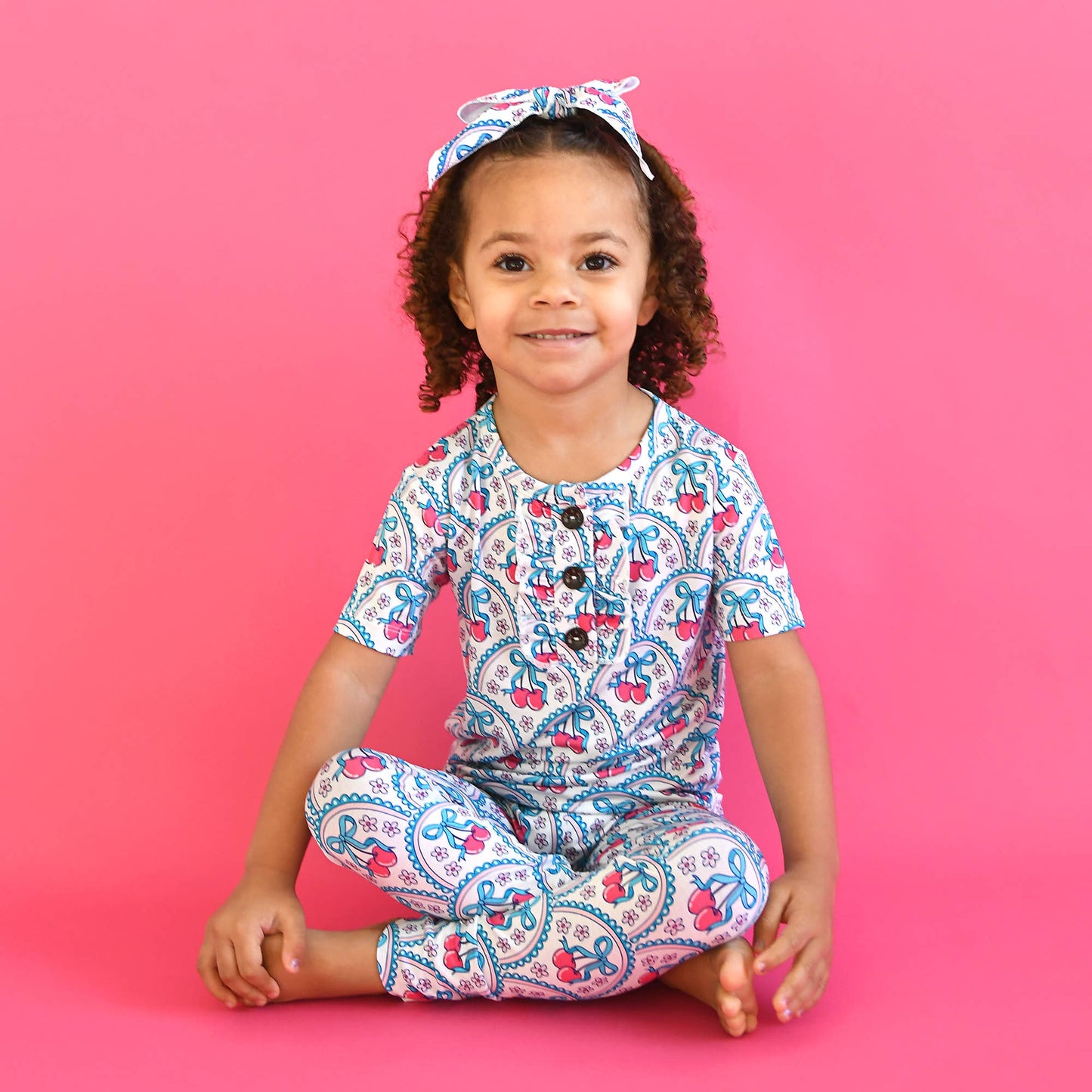 Cherry RUFFLE TWO PIECE Bamboo Cherry Lounge Set for Girls