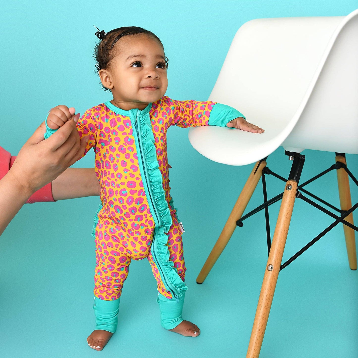 Kelly Leopard RUFFLE ZIP Bamboo One Piece Baby Outfit