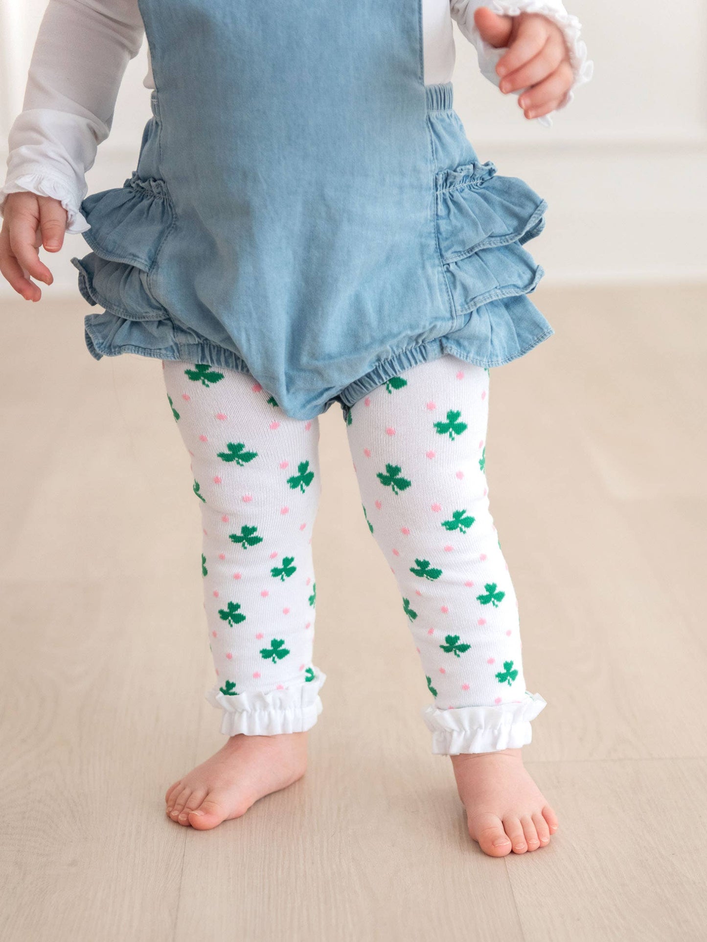 Girls Shamrock Sweetie Patterned Footless Ruffle Tights