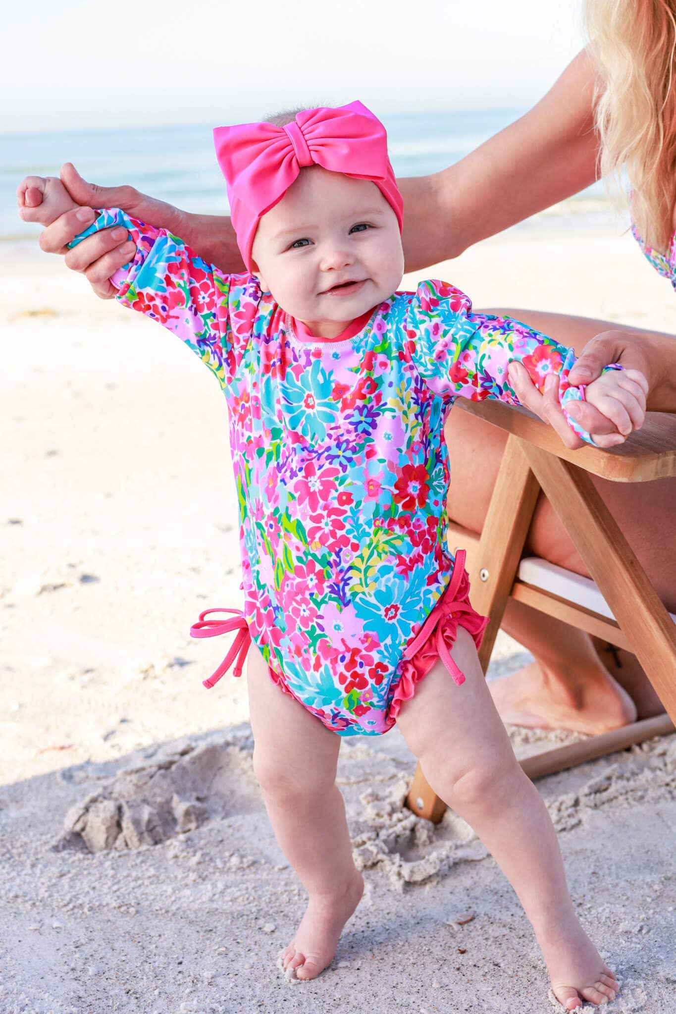 Long Sleeve Rash Guard With Ruffle Bottom | Petal Splash
