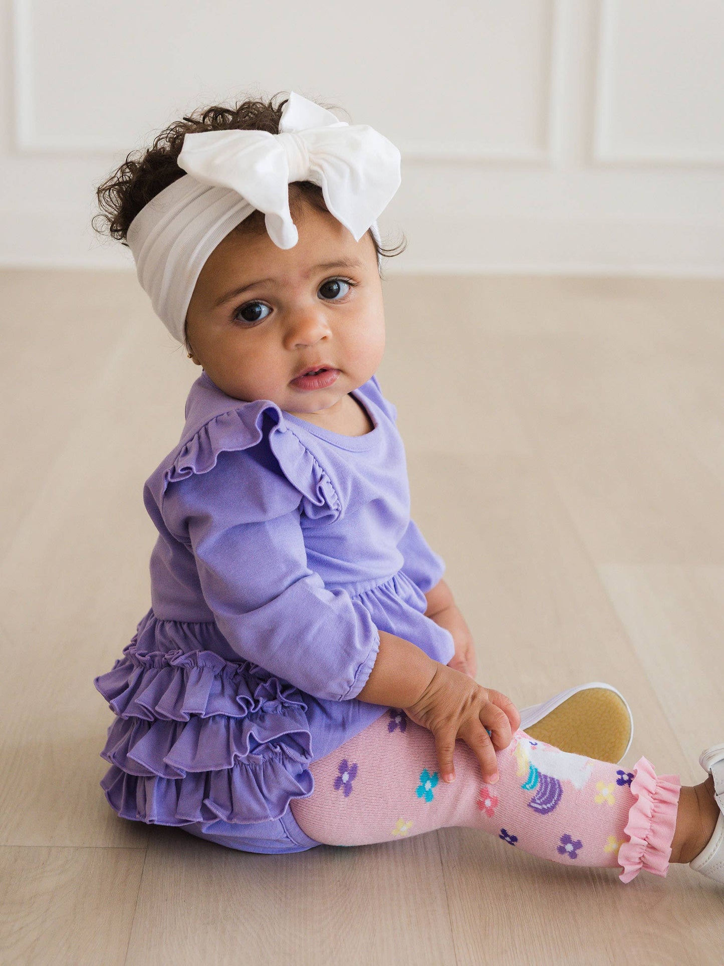 Girls Unicorn Blooms Patterned Footless Ruffle Tights