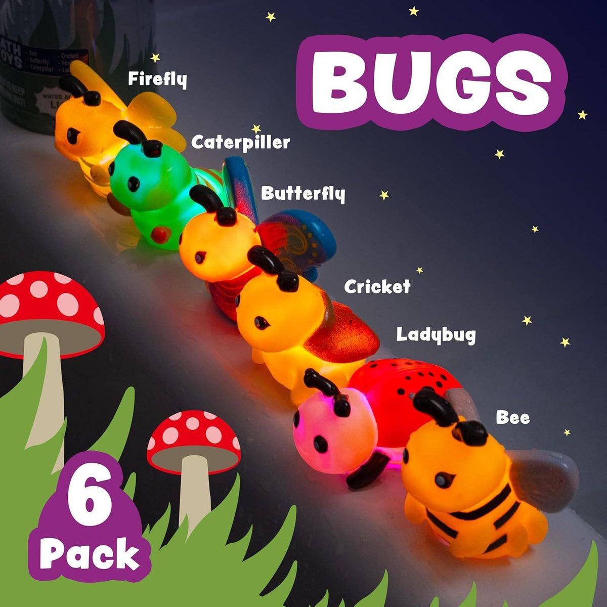 Tub Works® Bugs™ Light Up Bath Toys, 6 Pack
