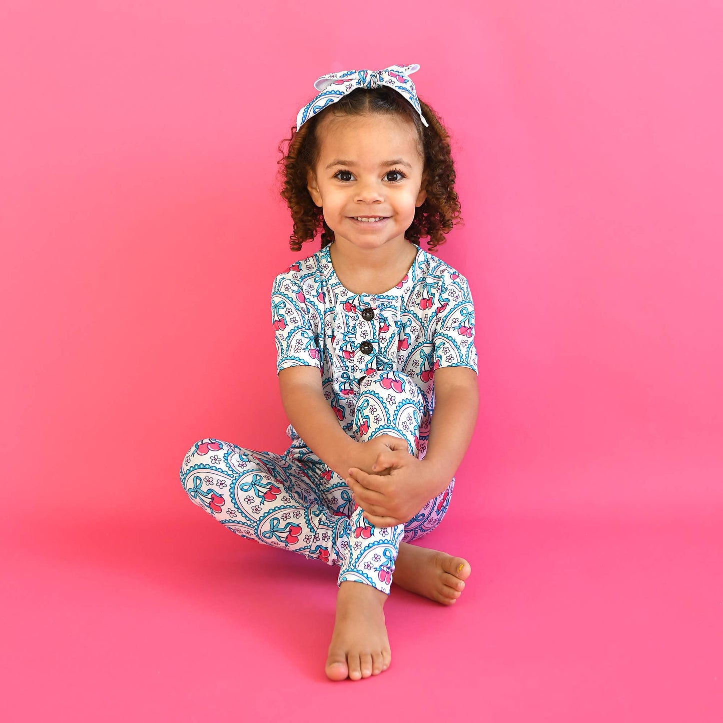 Cherry RUFFLE TWO PIECE Bamboo Cherry Lounge Set for Girls