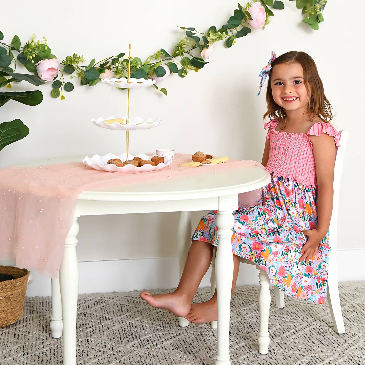 Cecelia Floral SMOCKED DRESS Bamboo Kids Outfit