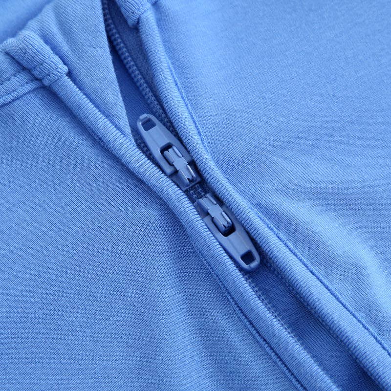 Pure Blue Zippered Romper NICU Micro-Preemie Sleep & Play