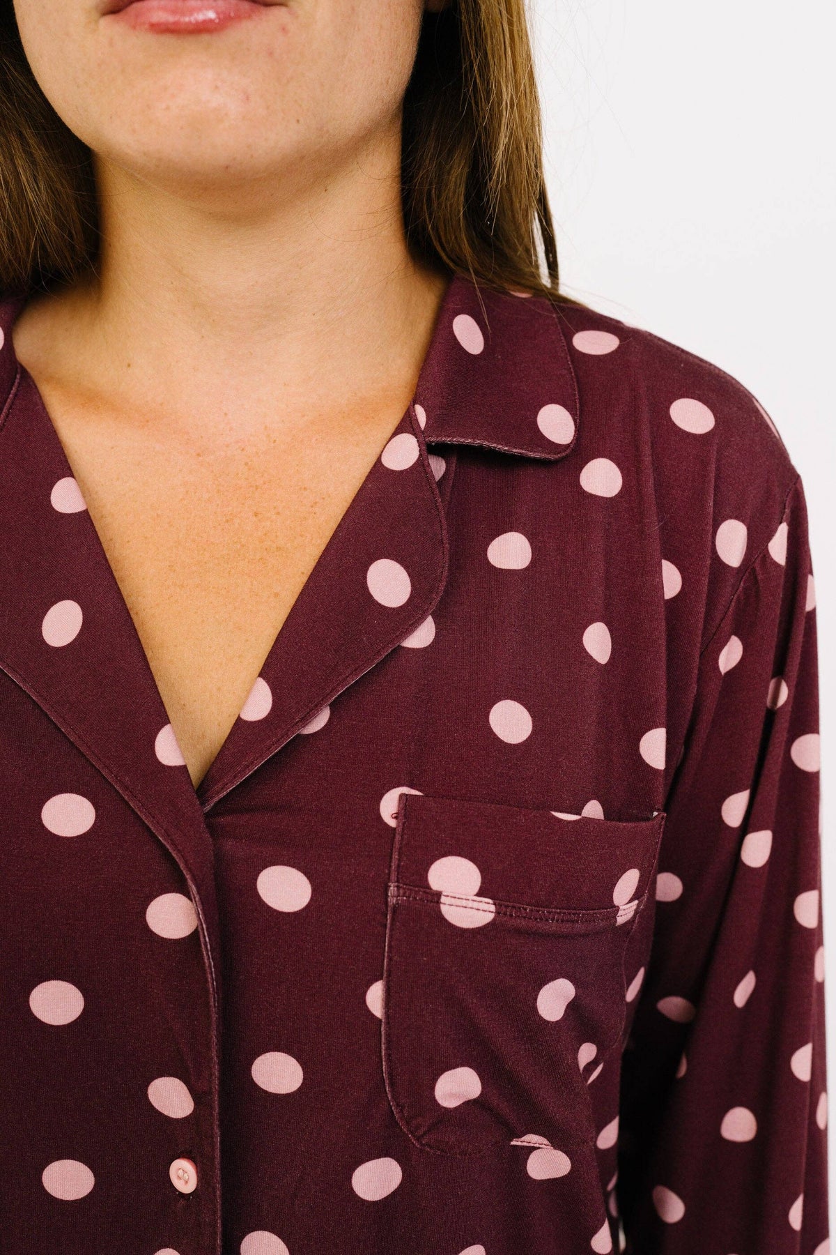Mulberry Polkadot Women's Bamboo Pajama Set